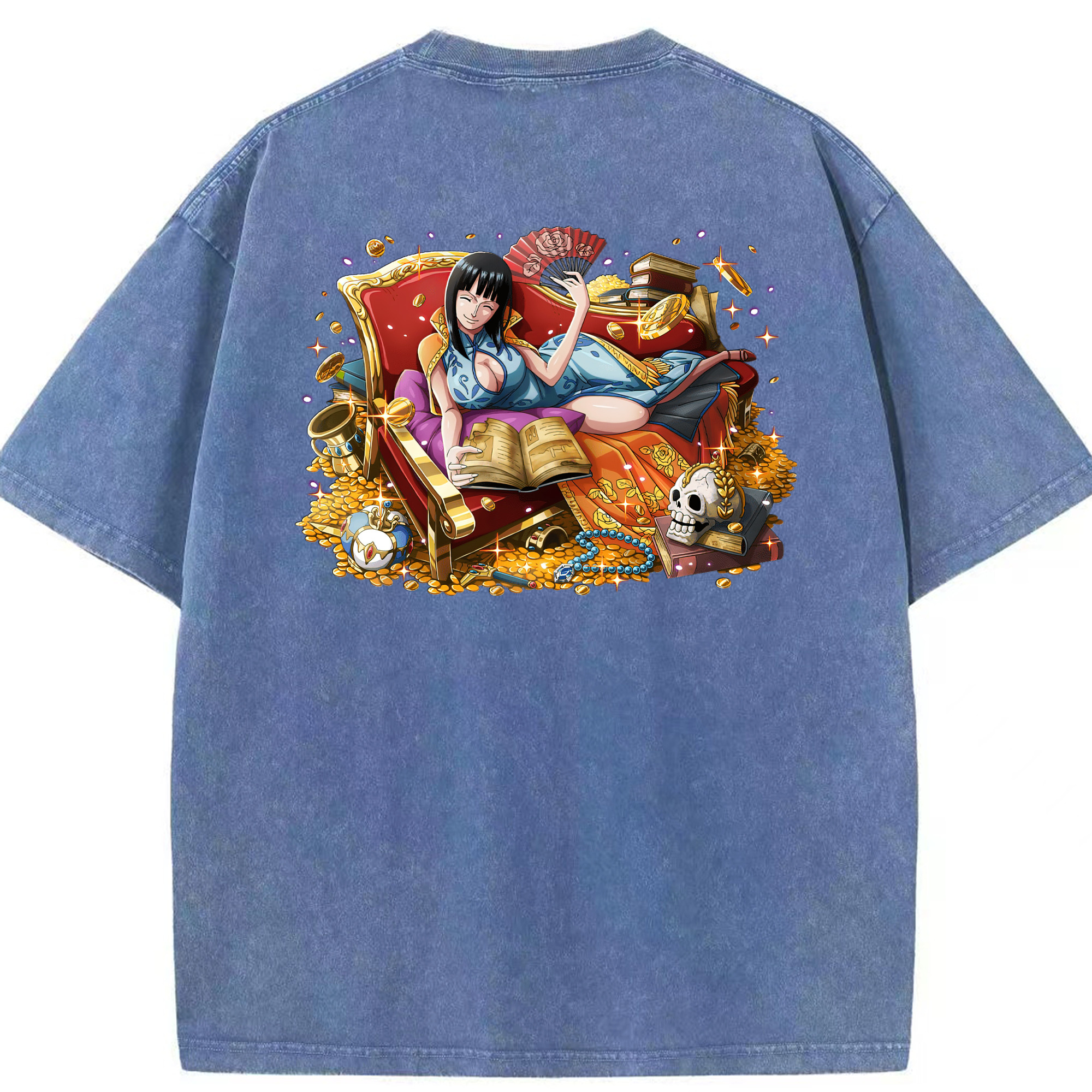 ワンピース ニコ・ロビン ONE PIECE Nico Robin 綿100% ヴィンテージ風 半袖Tシャツ（背面プリント）