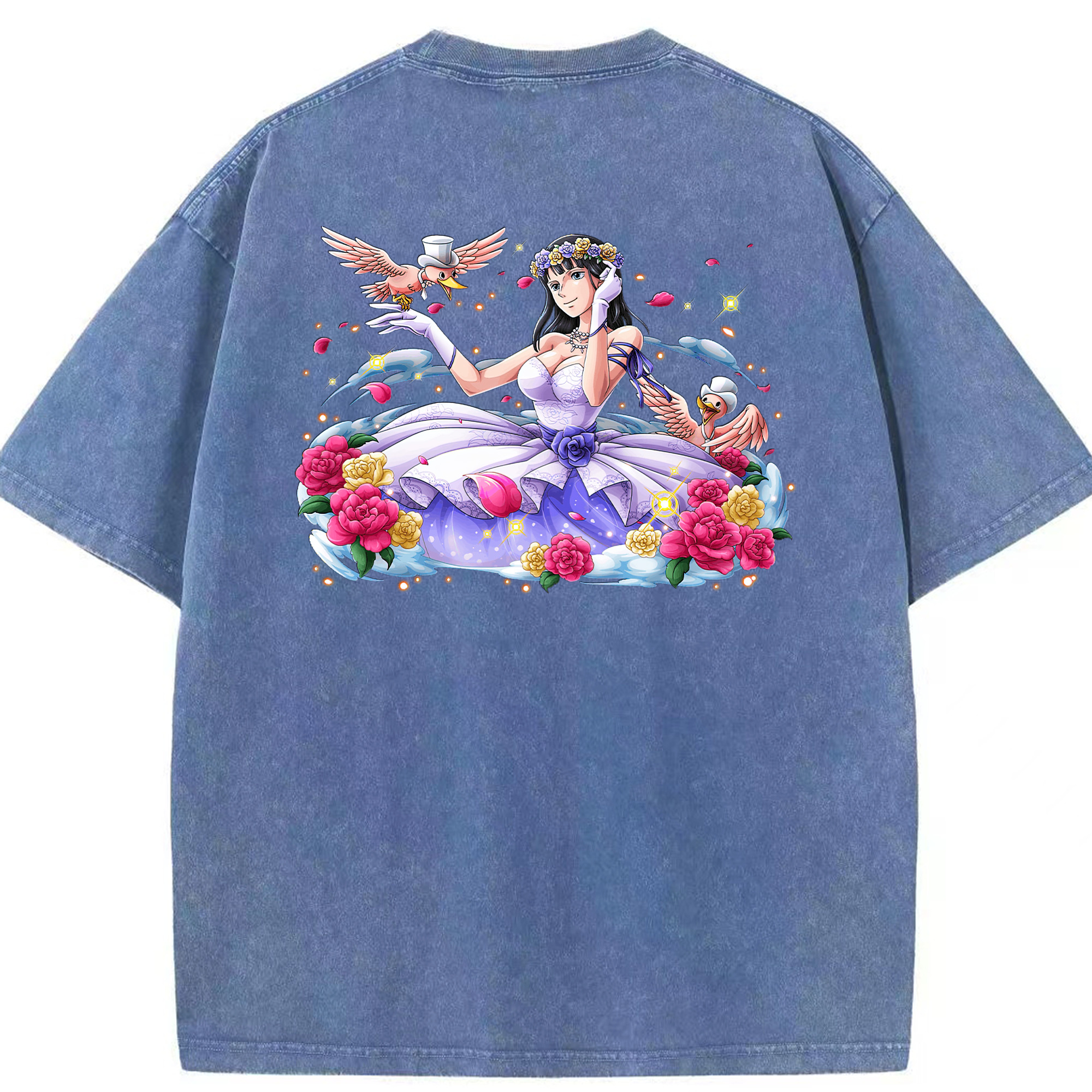 ワンピース ニコ・ロビン ONE PIECE Nico Robin 綿100% ヴィンテージ風 半袖Tシャツ（背面プリント）