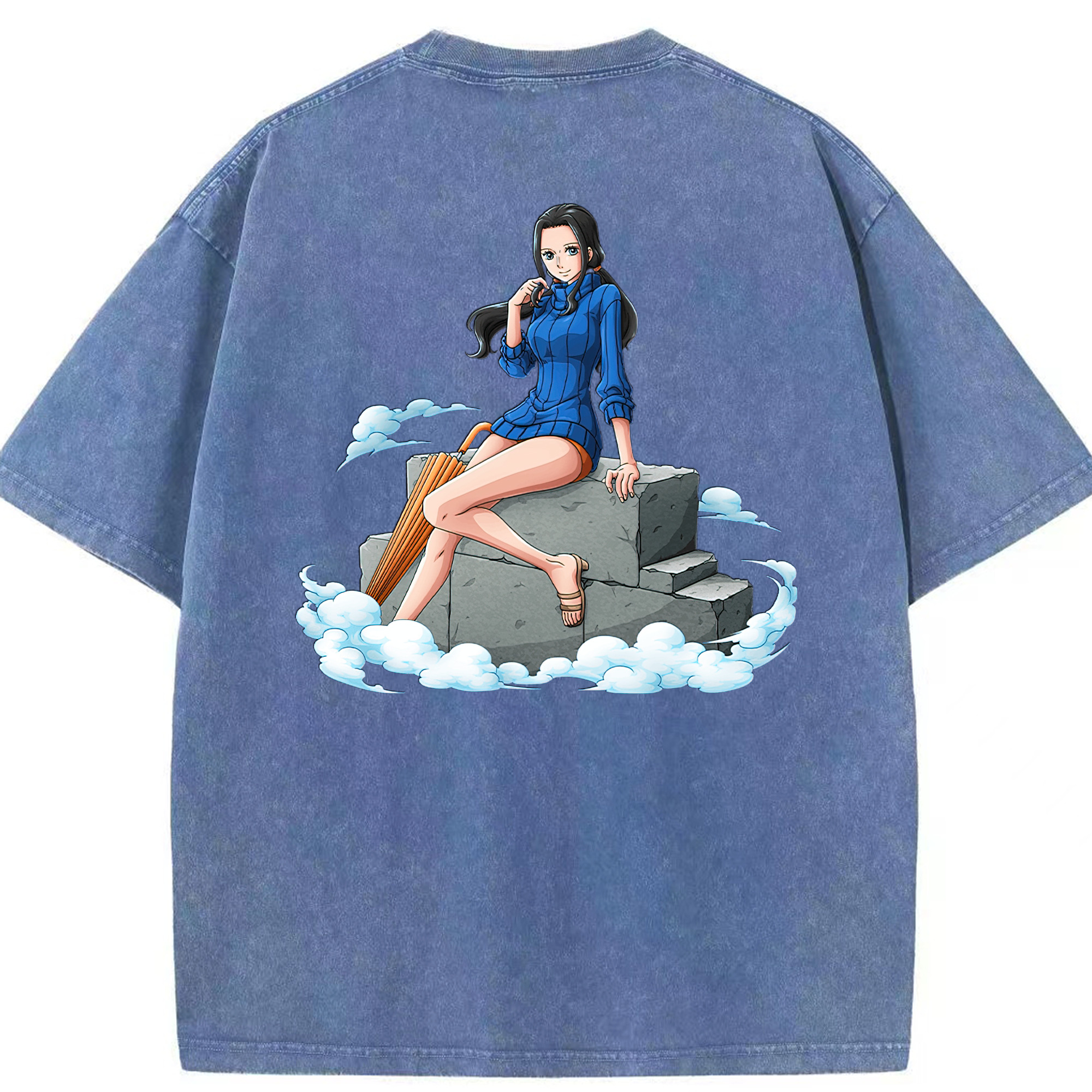 ワンピース ニコ・ロビン ONE PIECE Nico Robin 綿100% ヴィンテージ風 半袖Tシャツ（背面プリント）