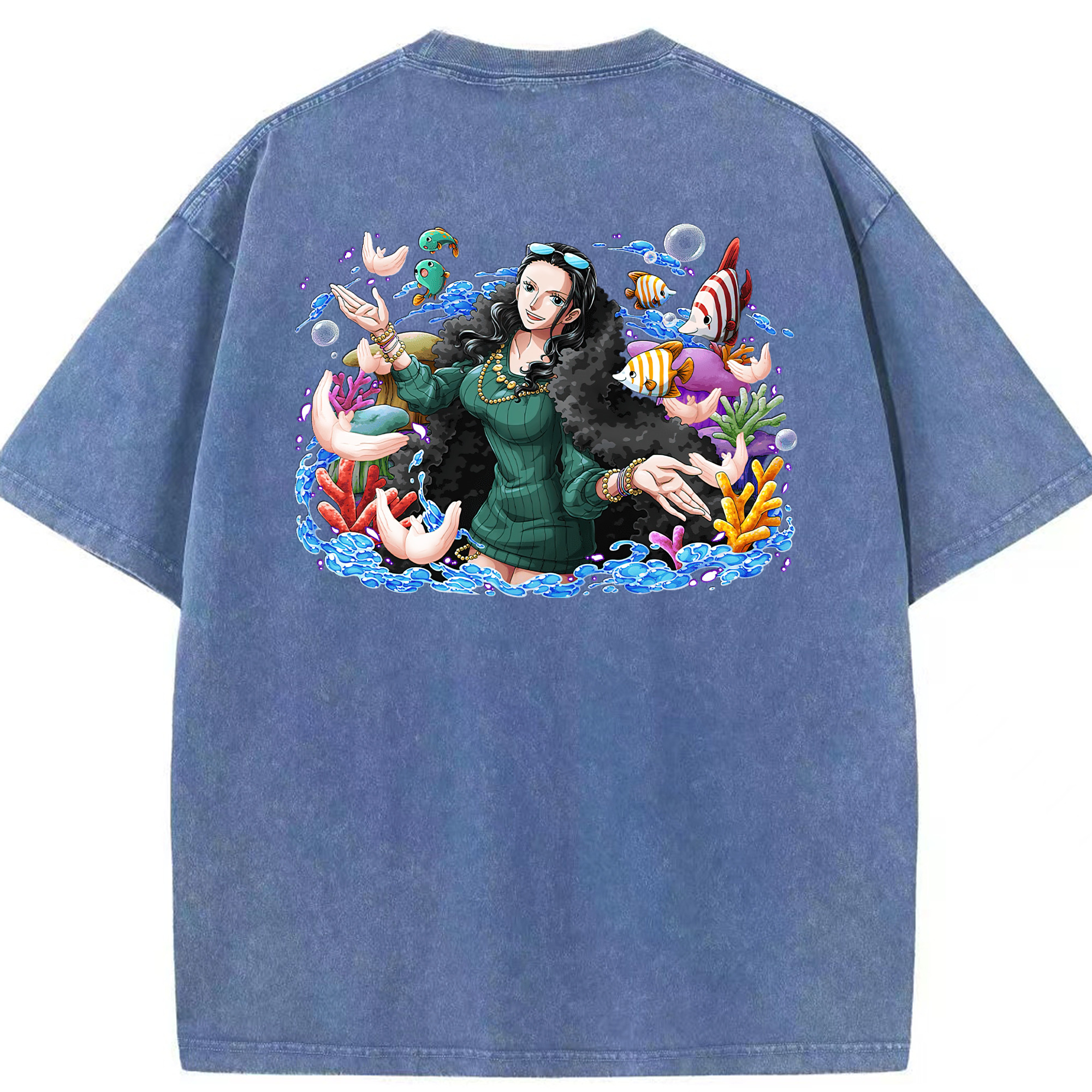 ワンピース ニコ・ロビン ONE PIECE Nico Robin 綿100% ヴィンテージ風 半袖Tシャツ（背面プリント）