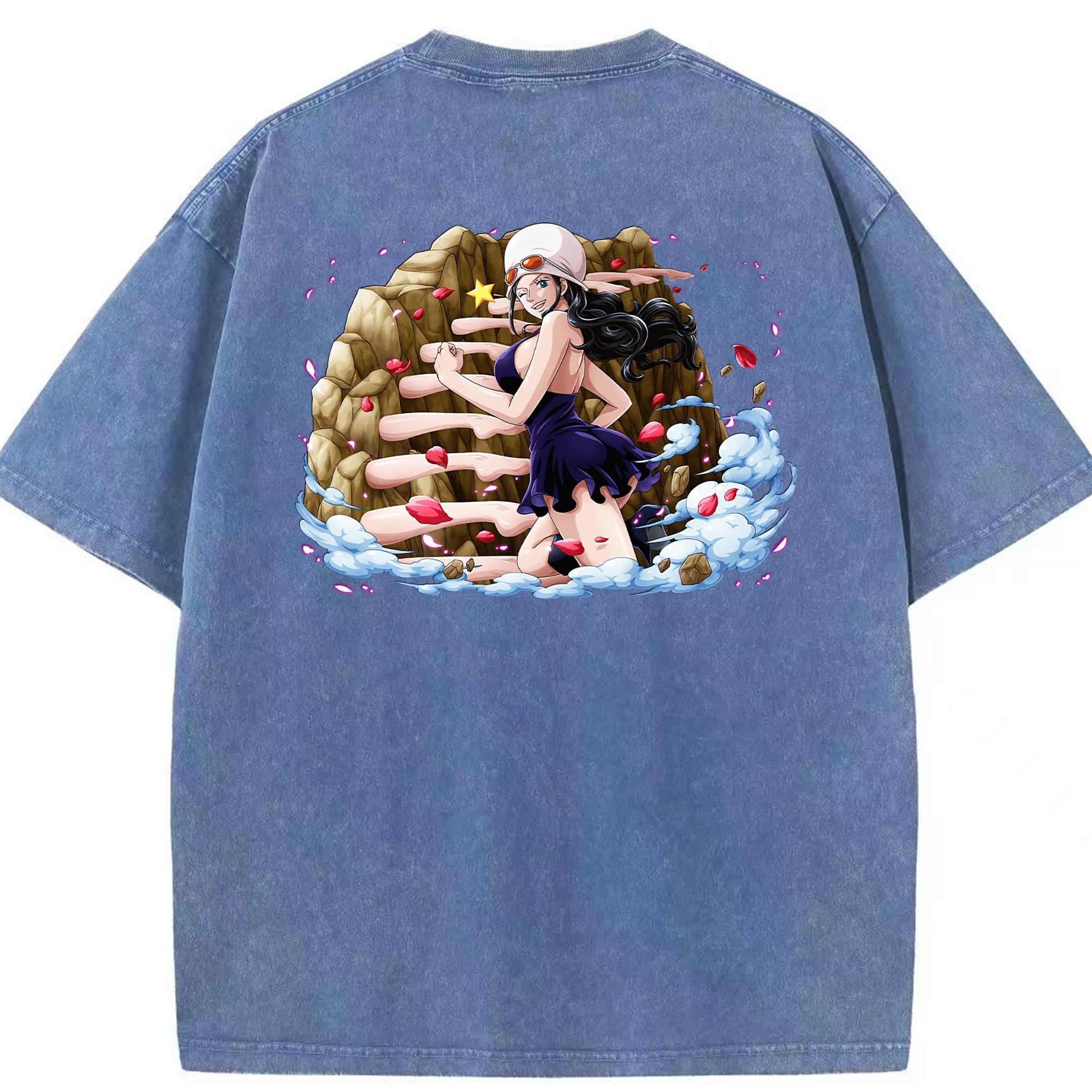 ワンピース ニコ・ロビン ONE PIECE Nico Robin 綿100% ヴィンテージ風 半袖Tシャツ（背面プリント）