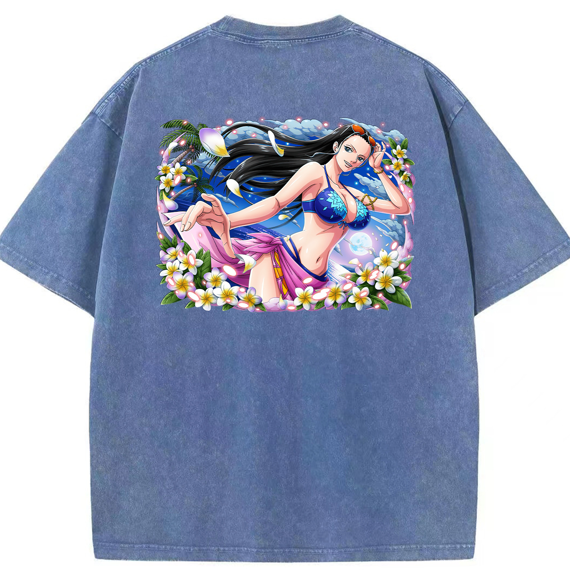 ワンピース ニコ・ロビン ONE PIECE Nico Robin 綿100% ヴィンテージ風 半袖Tシャツ（背面プリント）