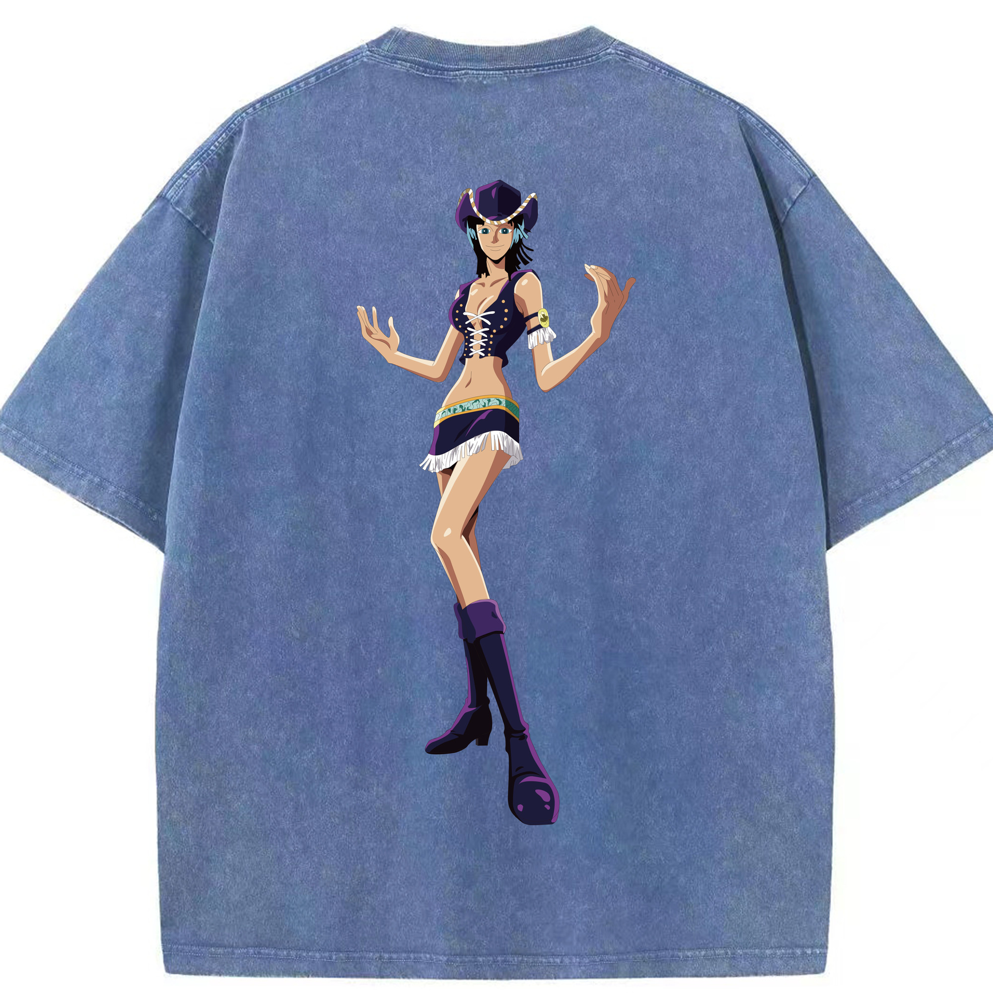 ワンピース ニコ・ロビン ONE PIECE Nico Robin 綿100% ヴィンテージ風 半袖Tシャツ（背面プリント）