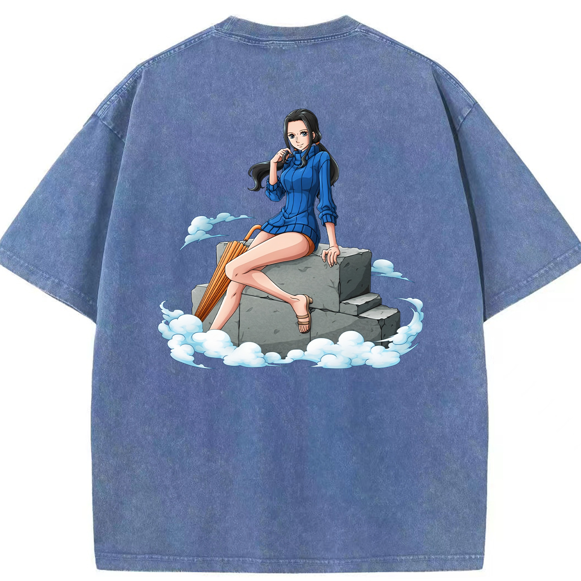 ワンピース ニコ・ロビン ONE PIECE Nico Robin 綿100% ヴィンテージ風 半袖Tシャツ（背面プリント）