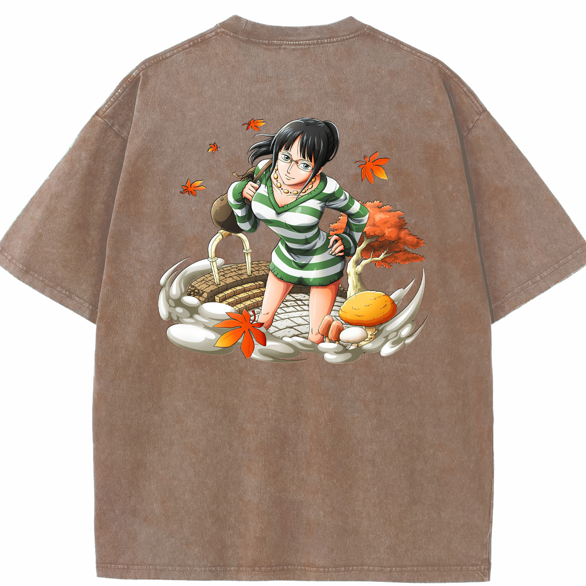 ワンピース ニコ・ロビン ONE PIECE Nico Robin 綿100% ヴィンテージ風 半袖Tシャツ（背面プリント）