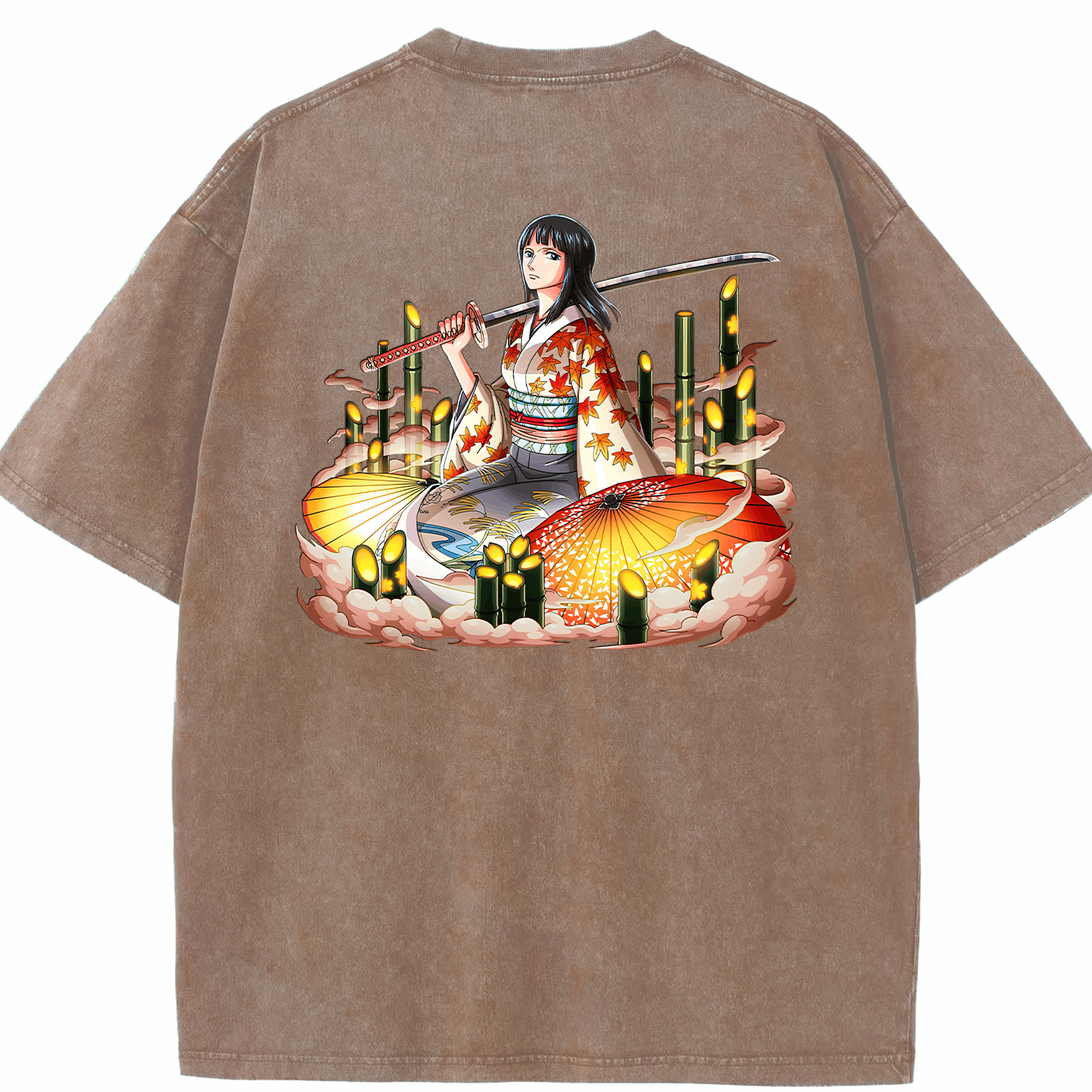 ワンピース ニコ・ロビン ONE PIECE Nico Robin 綿100% ヴィンテージ風 半袖Tシャツ（背面プリント）