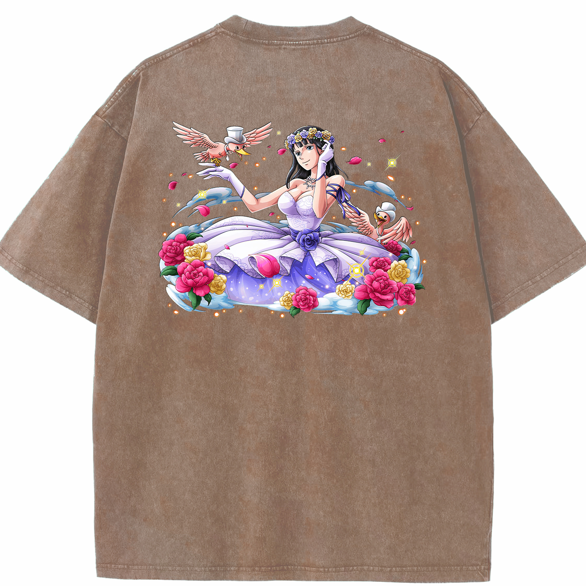 ワンピース ニコ・ロビン ONE PIECE Nico Robin 綿100% ヴィンテージ風 半袖Tシャツ（背面プリント）