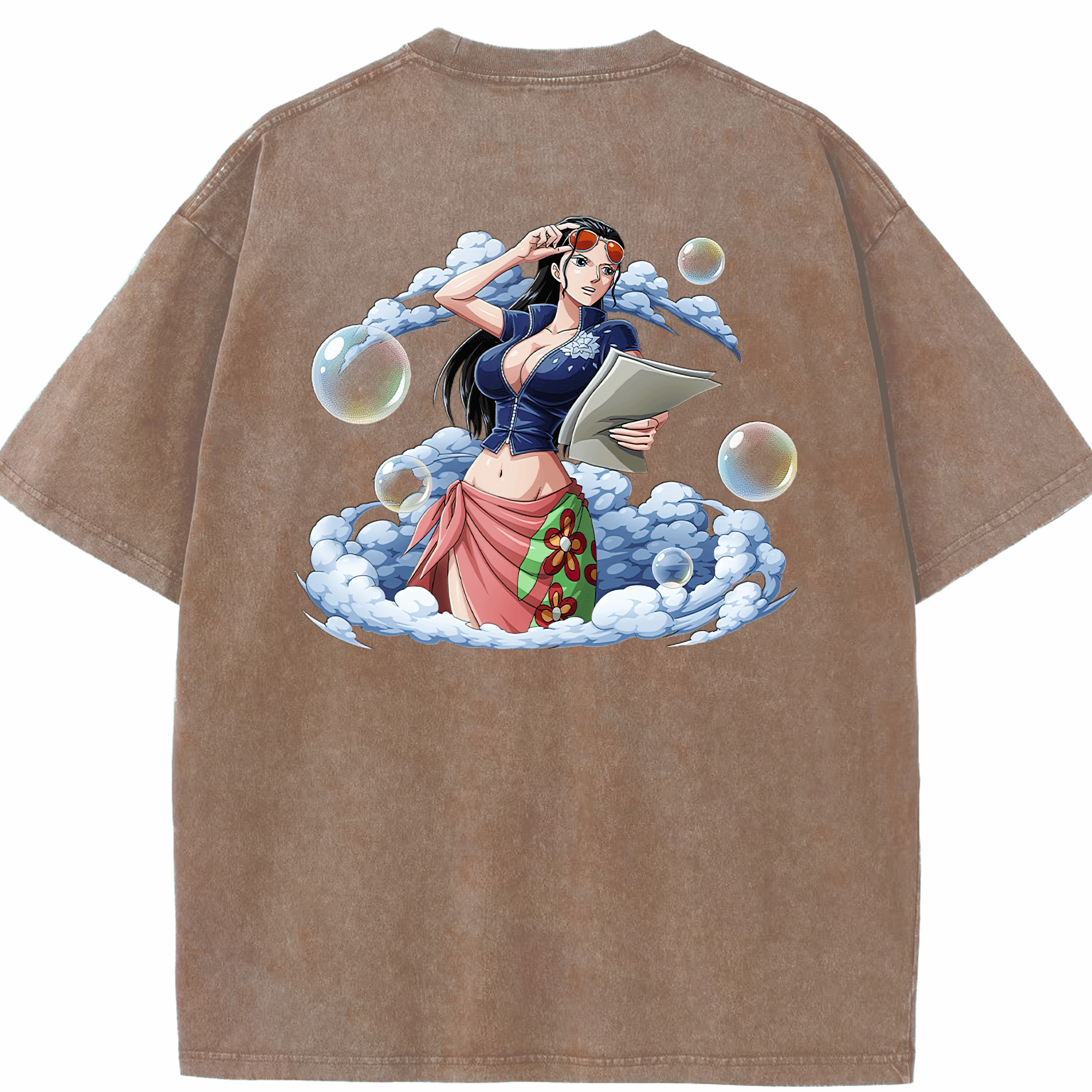 ワンピース ニコ・ロビン ONE PIECE Nico Robin 綿100% ヴィンテージ風 半袖Tシャツ（背面プリント）