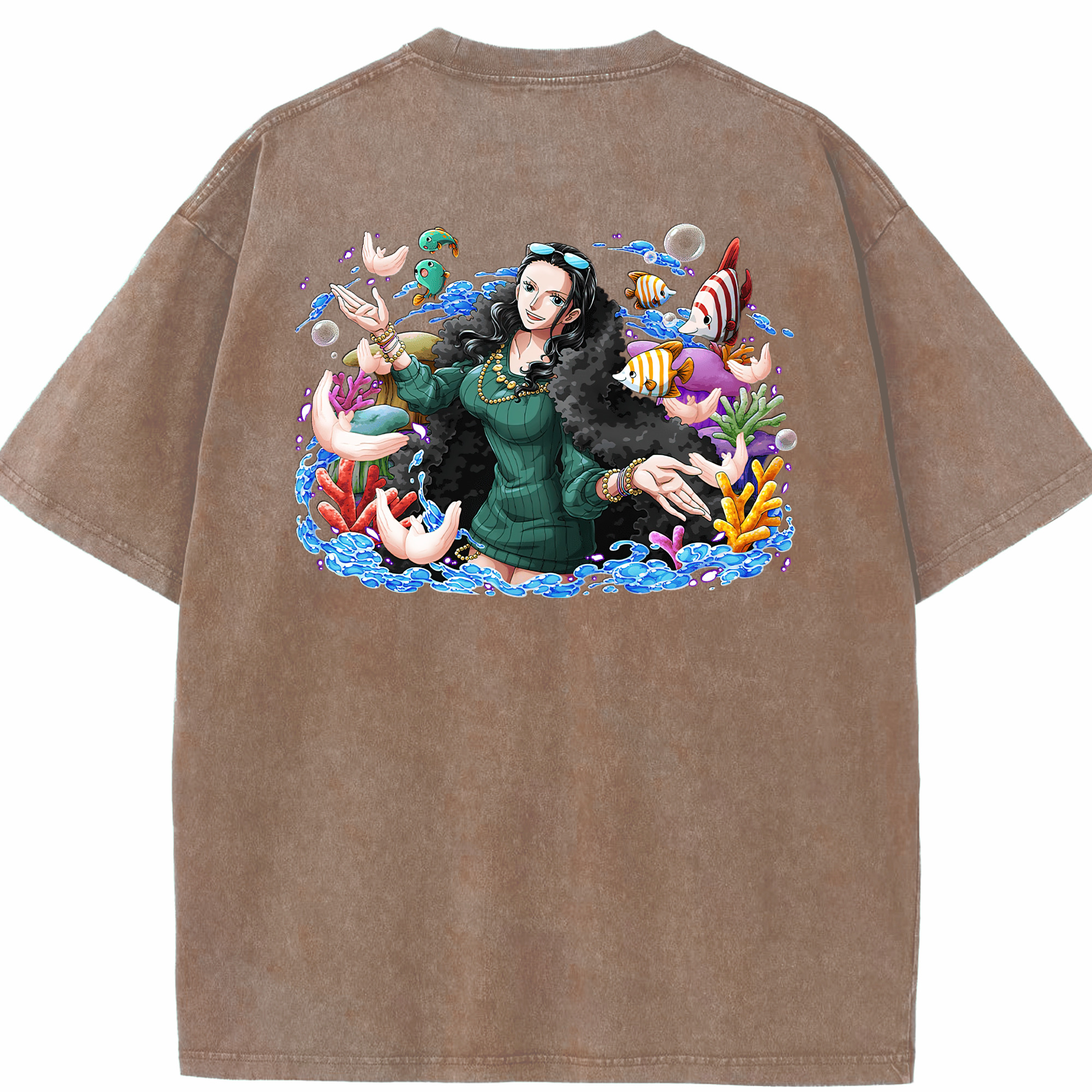 ワンピース ニコ・ロビン ONE PIECE Nico Robin 綿100% ヴィンテージ風 半袖Tシャツ（背面プリント）