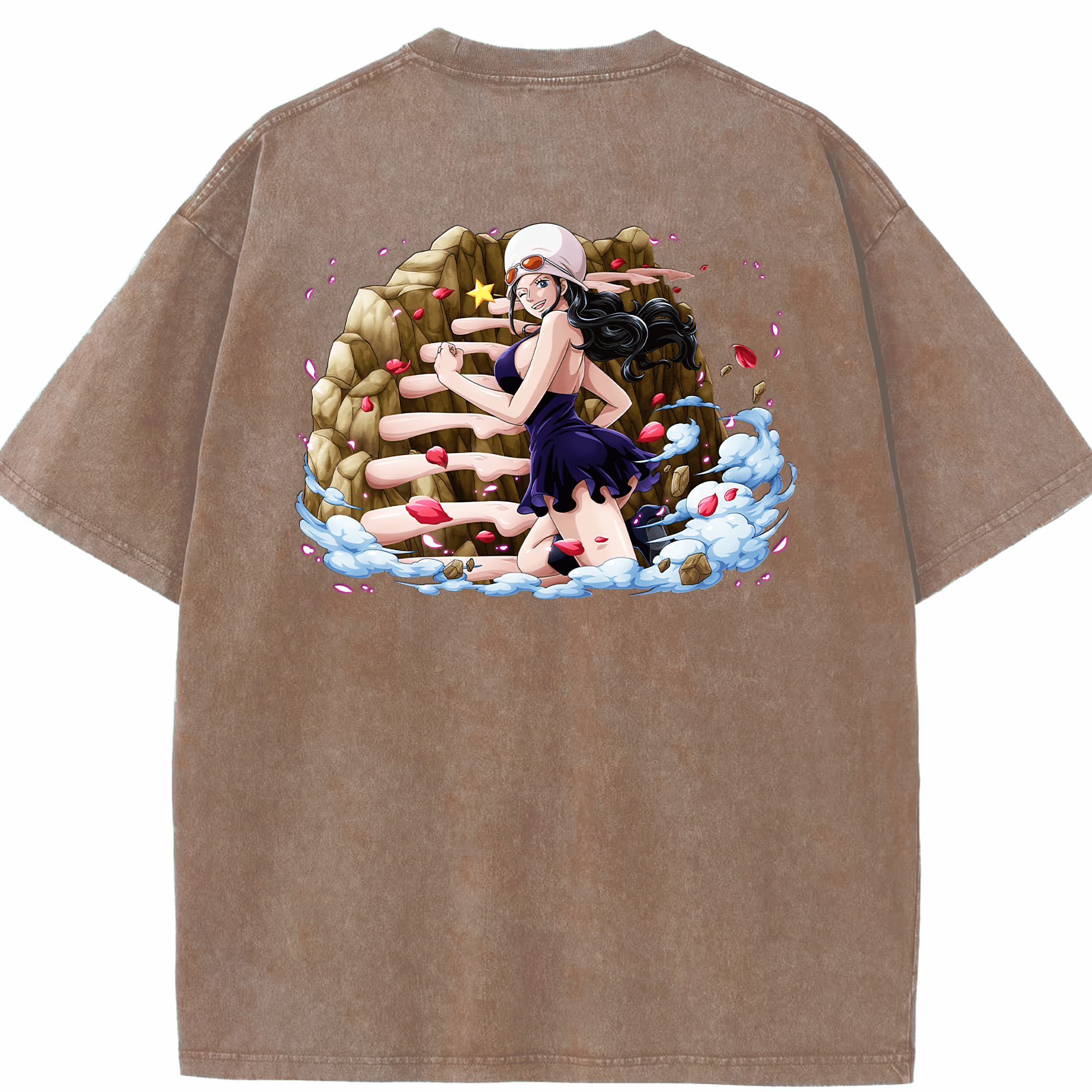ワンピース ニコ・ロビン ONE PIECE Nico Robin 綿100% ヴィンテージ風 半袖Tシャツ（背面プリント）