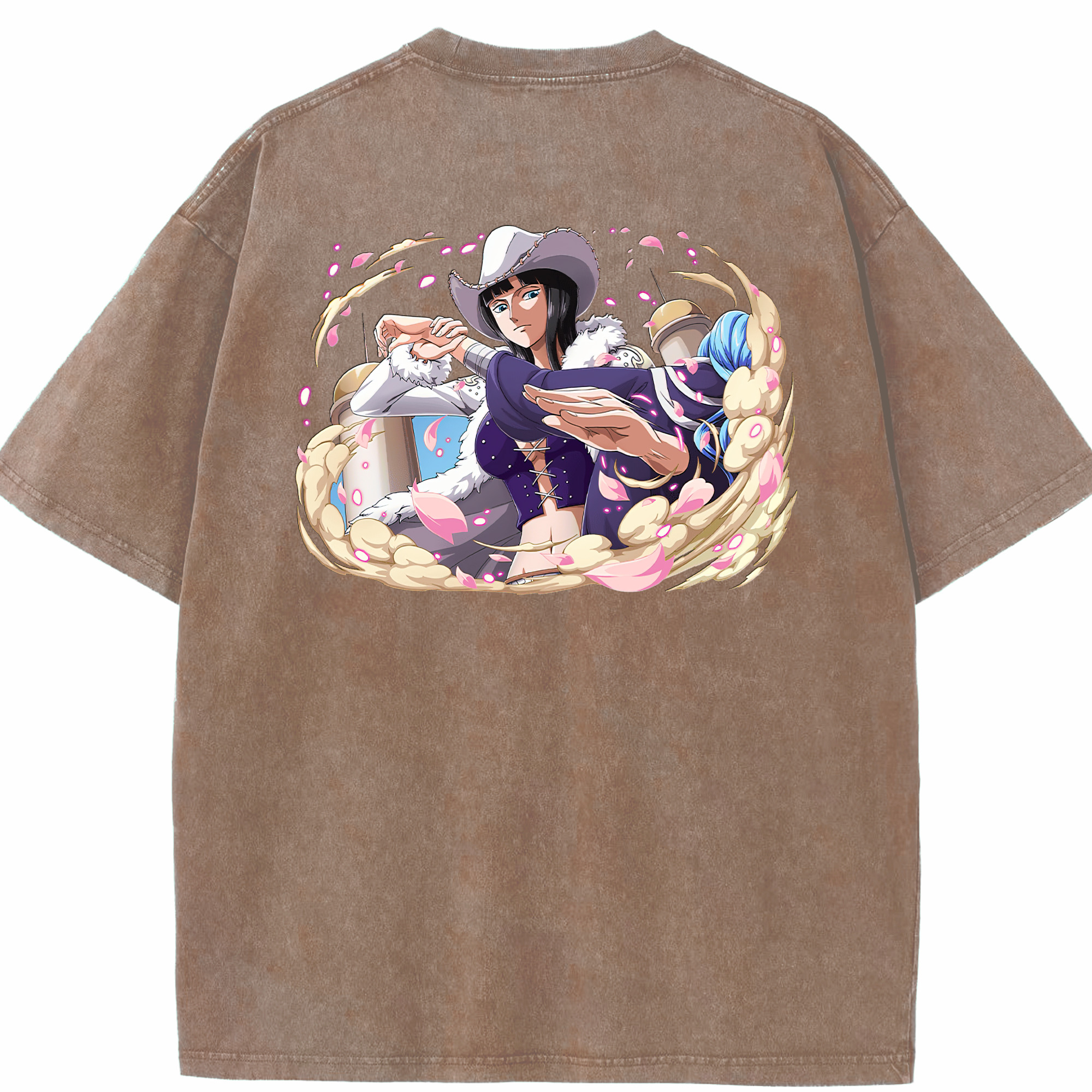 ワンピース ニコ・ロビン ONE PIECE Nico Robin 綿100% ヴィンテージ風 半袖Tシャツ（背面プリント）