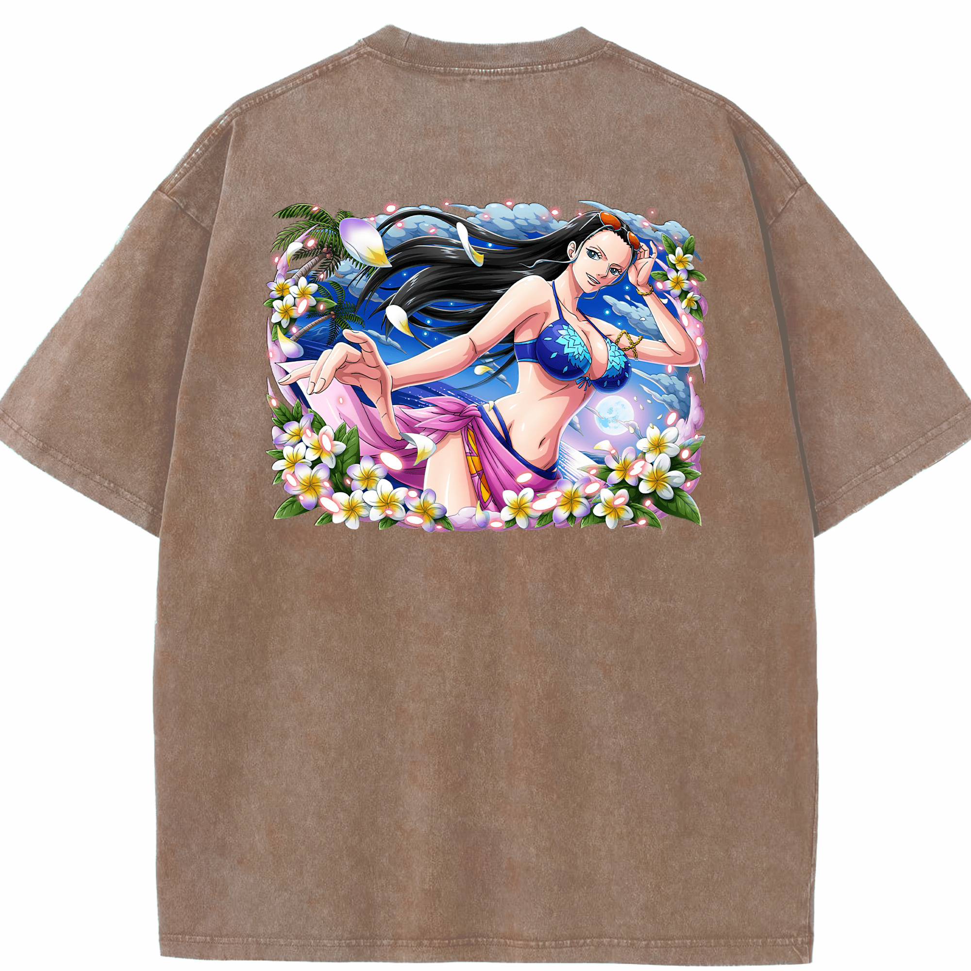 ワンピース ニコ・ロビン ONE PIECE Nico Robin 綿100% ヴィンテージ風 半袖Tシャツ（背面プリント）