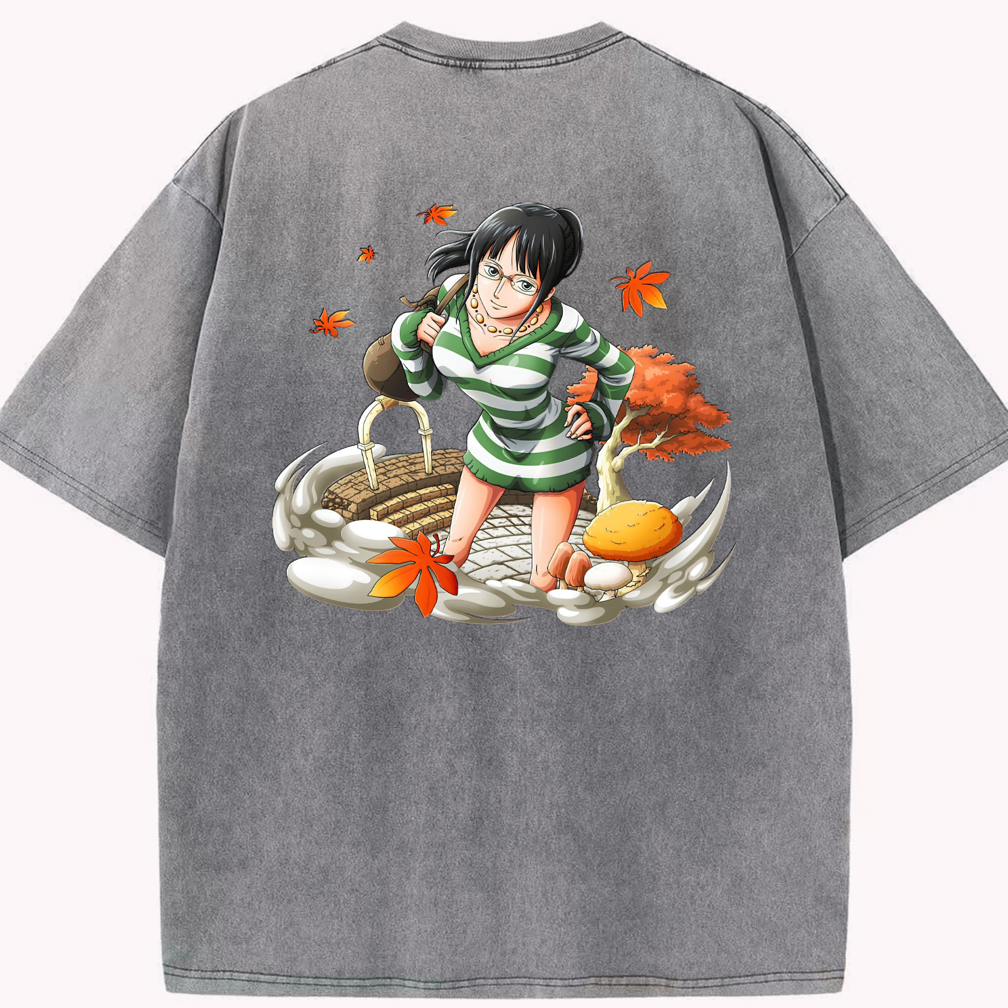 ワンピース ニコ・ロビン ONE PIECE Nico Robin 綿100% ヴィンテージ風 半袖Tシャツ（背面プリント）
