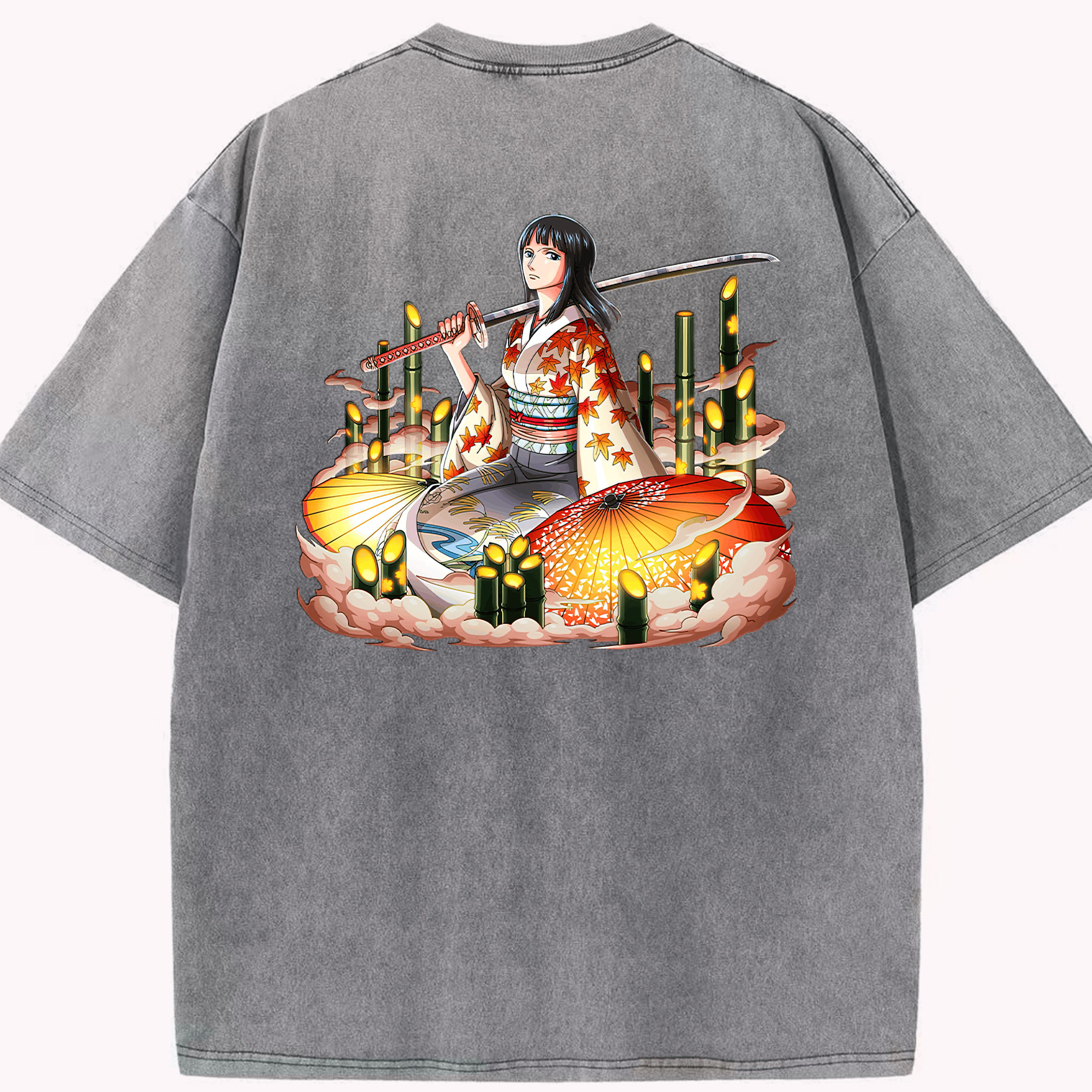 ワンピース ニコ・ロビン ONE PIECE Nico Robin 綿100% ヴィンテージ風 半袖Tシャツ（背面プリント）