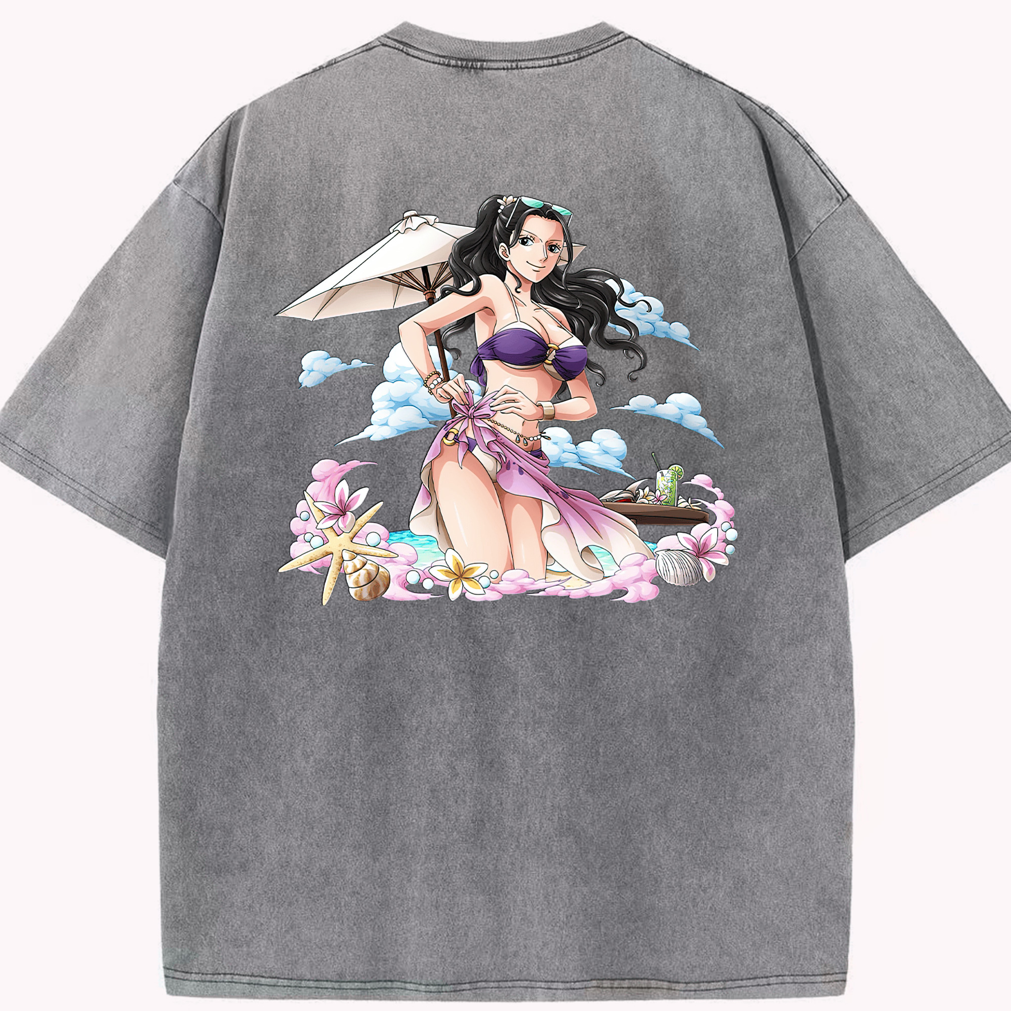 ワンピース ニコ・ロビン ONE PIECE Nico Robin 綿100% ヴィンテージ風 半袖Tシャツ（背面プリント）