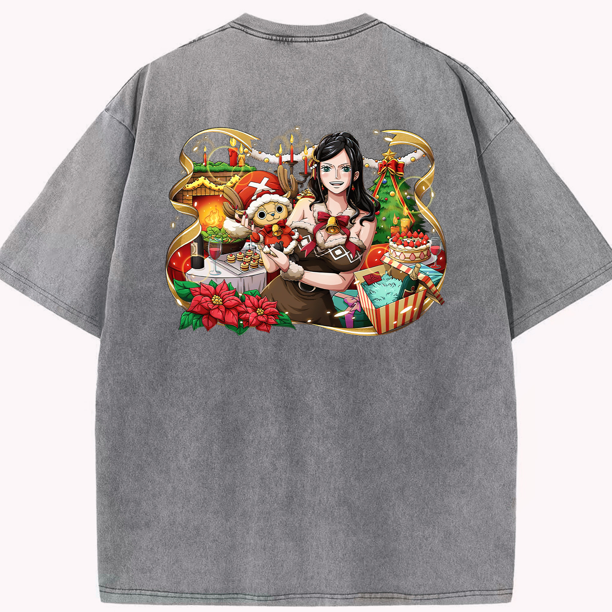 ワンピース ニコ・ロビン ONE PIECE Nico Robin 綿100% ヴィンテージ風 半袖Tシャツ（背面プリント）