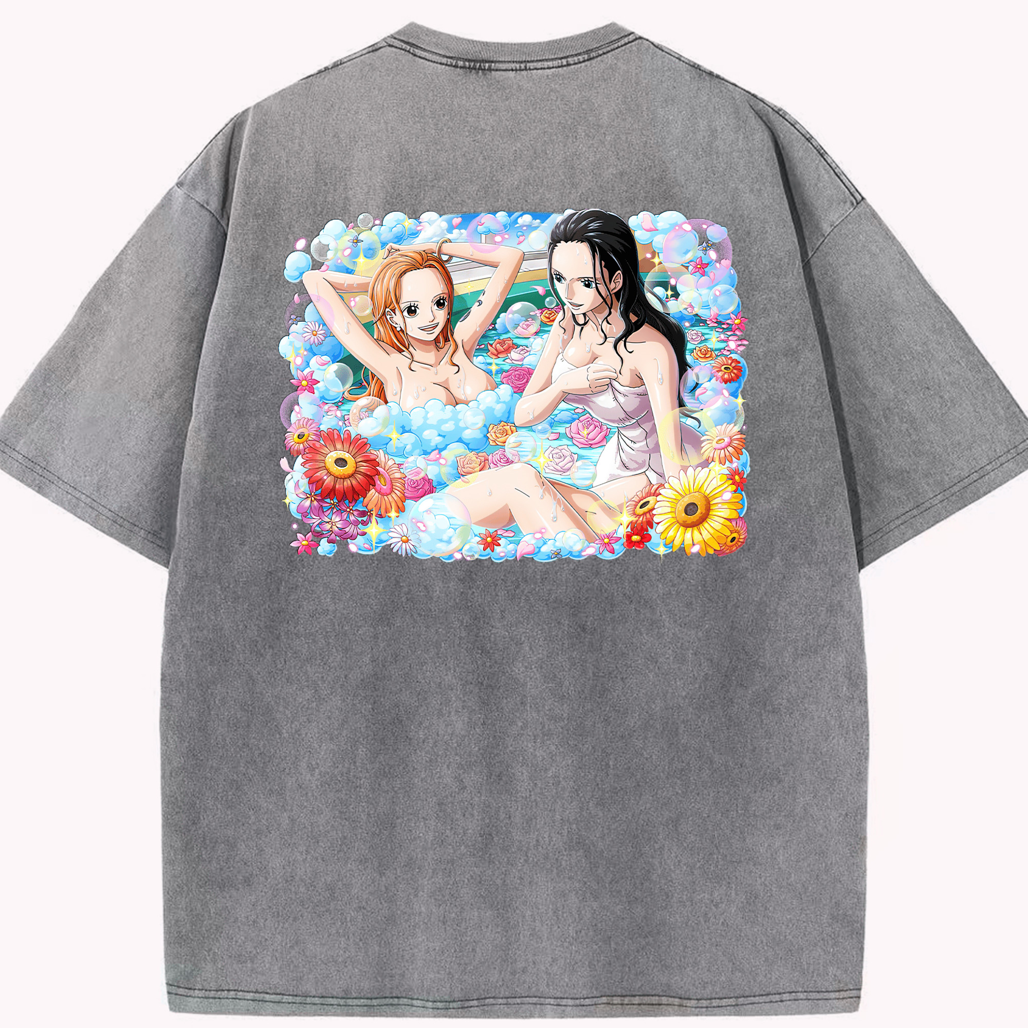ワンピース ニコ・ロビン ONE PIECE Nico Robin 綿100% ヴィンテージ風 半袖Tシャツ（背面プリント）