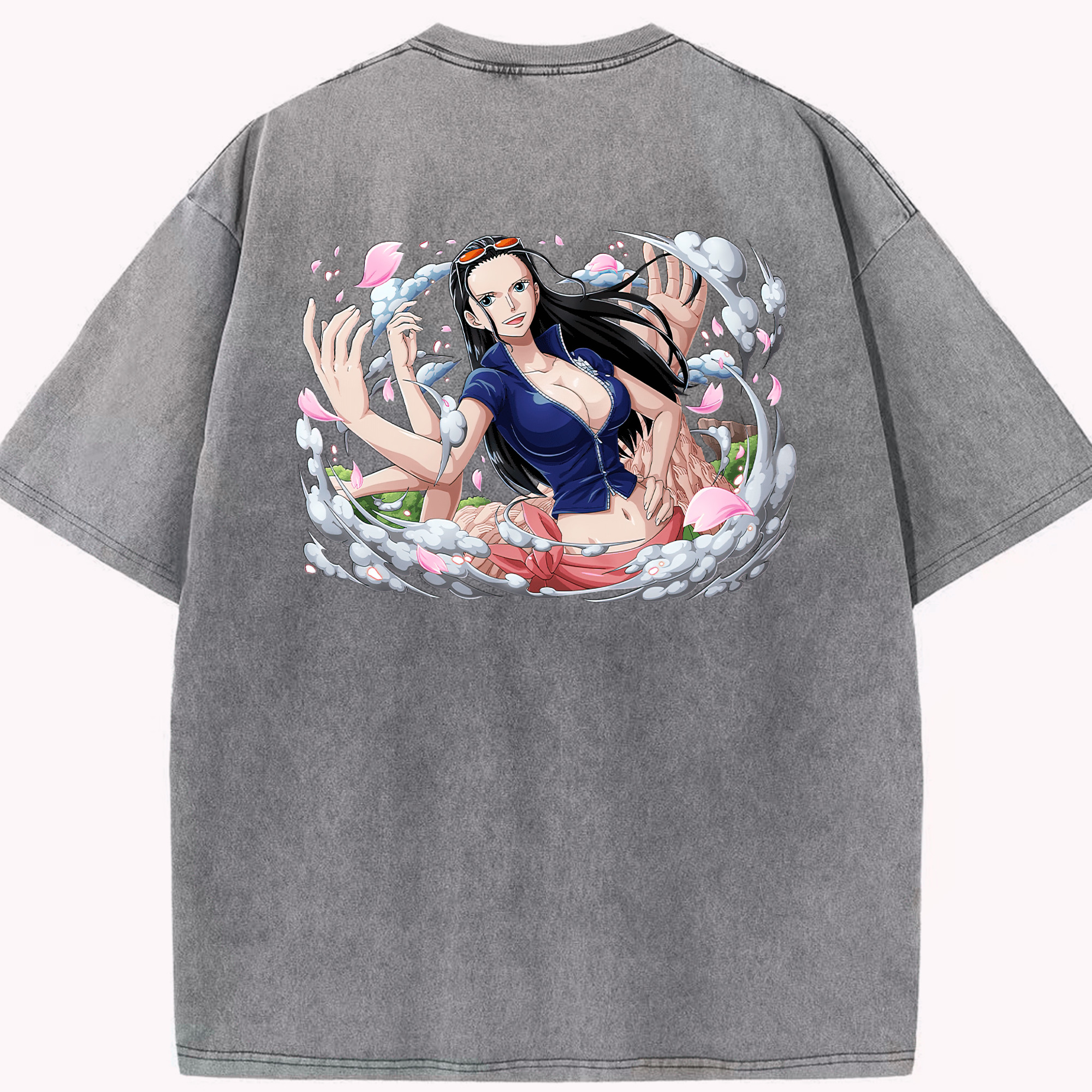 ワンピース ニコ・ロビン ONE PIECE Nico Robin 綿100% ヴィンテージ風 半袖Tシャツ（背面プリント）