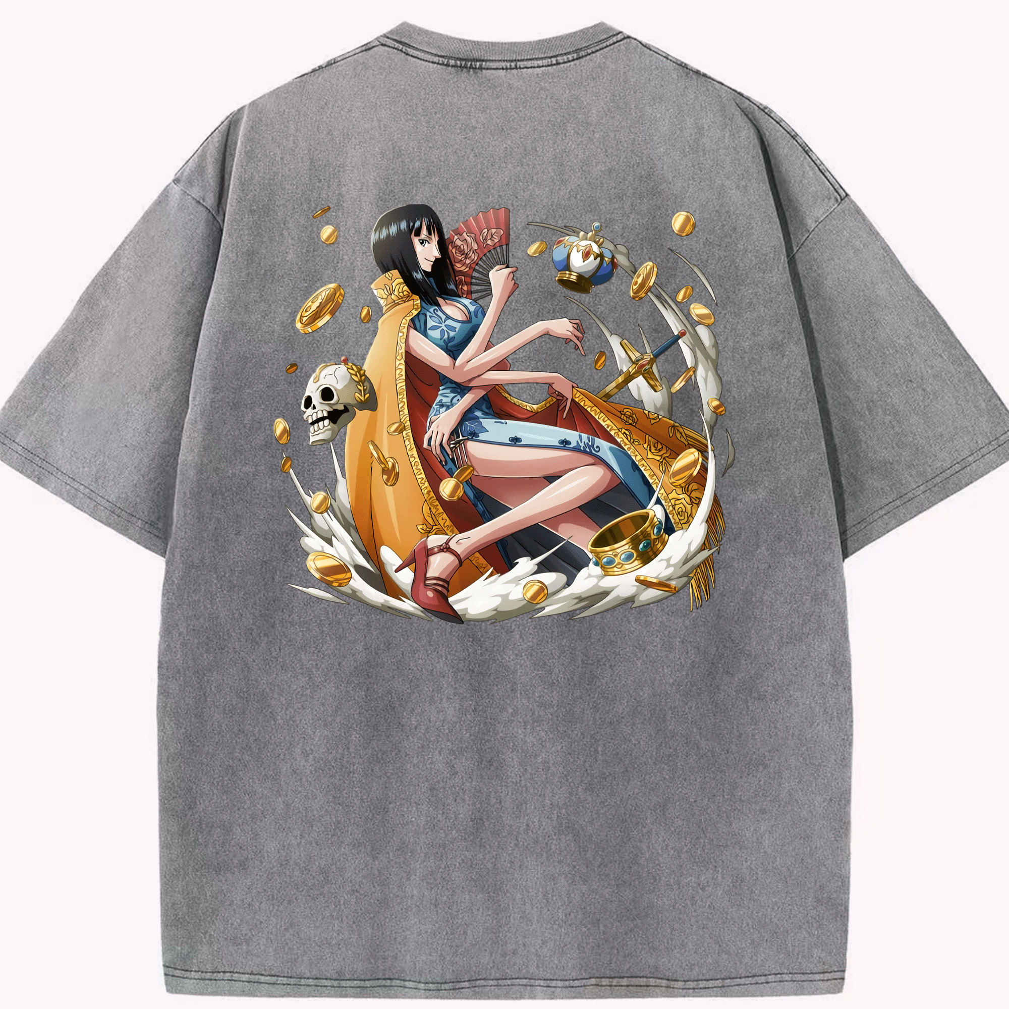 ワンピース ニコ・ロビン ONE PIECE Nico Robin 綿100% ヴィンテージ風 半袖Tシャツ（背面プリント）