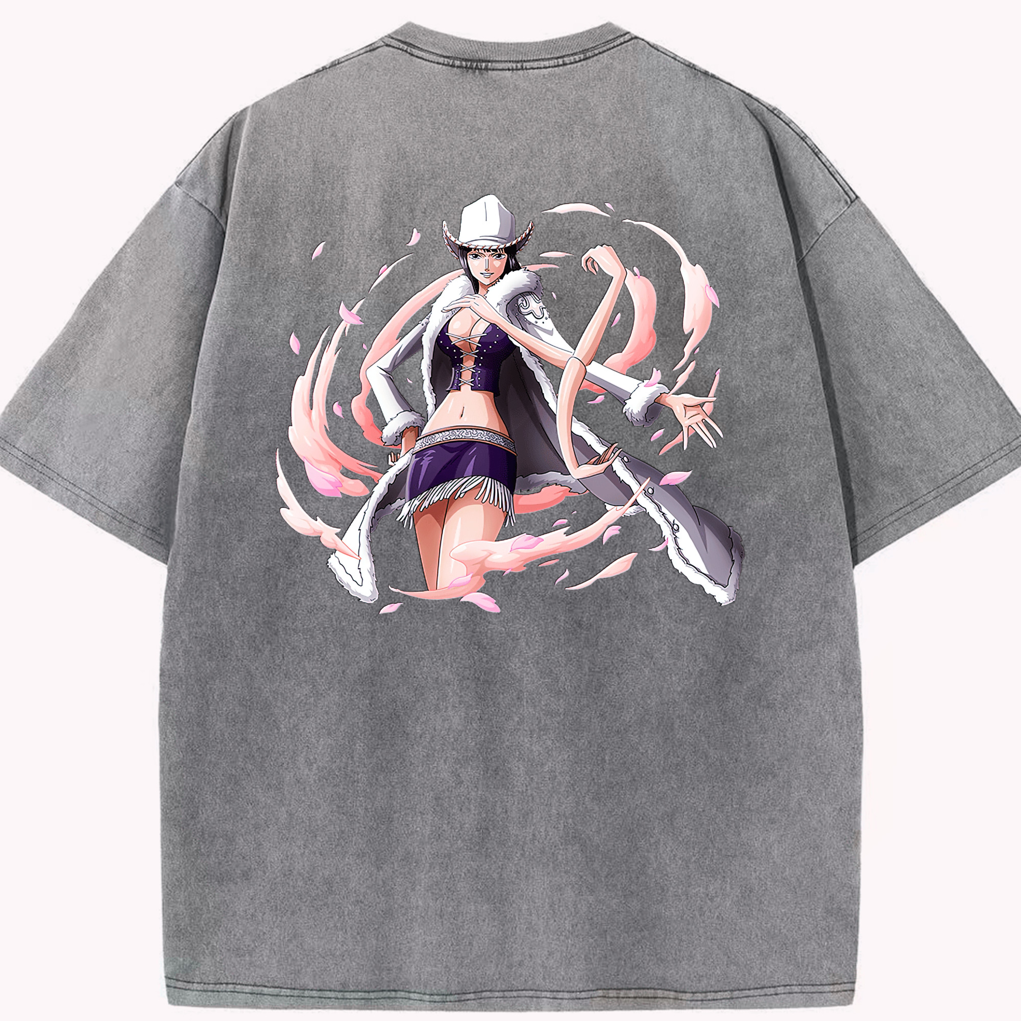 ワンピース ニコ・ロビン ONE PIECE Nico Robin 綿100% ヴィンテージ風 半袖Tシャツ（背面プリント）