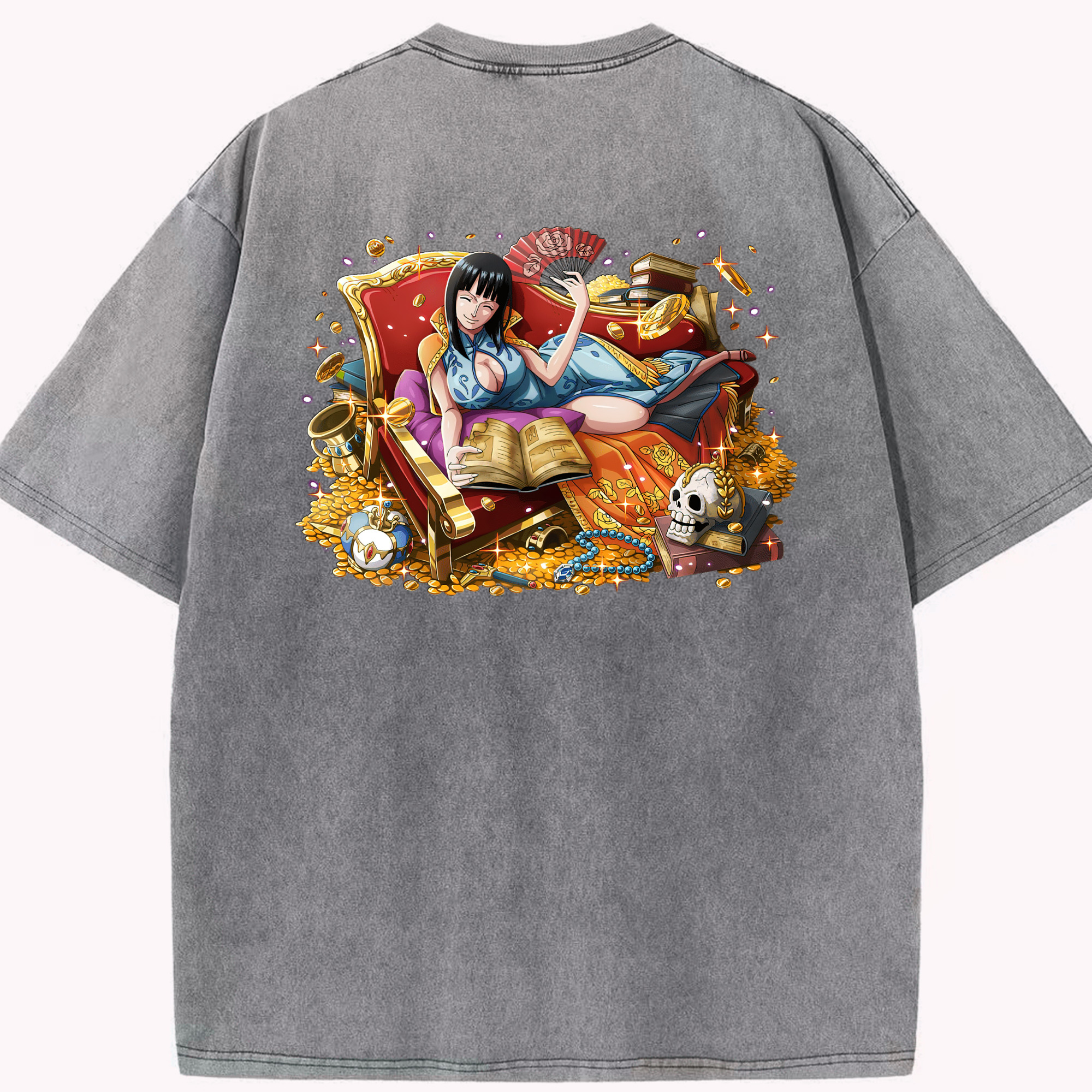 ワンピース ニコ・ロビン ONE PIECE Nico Robin 綿100% ヴィンテージ風 半袖Tシャツ（背面プリント）