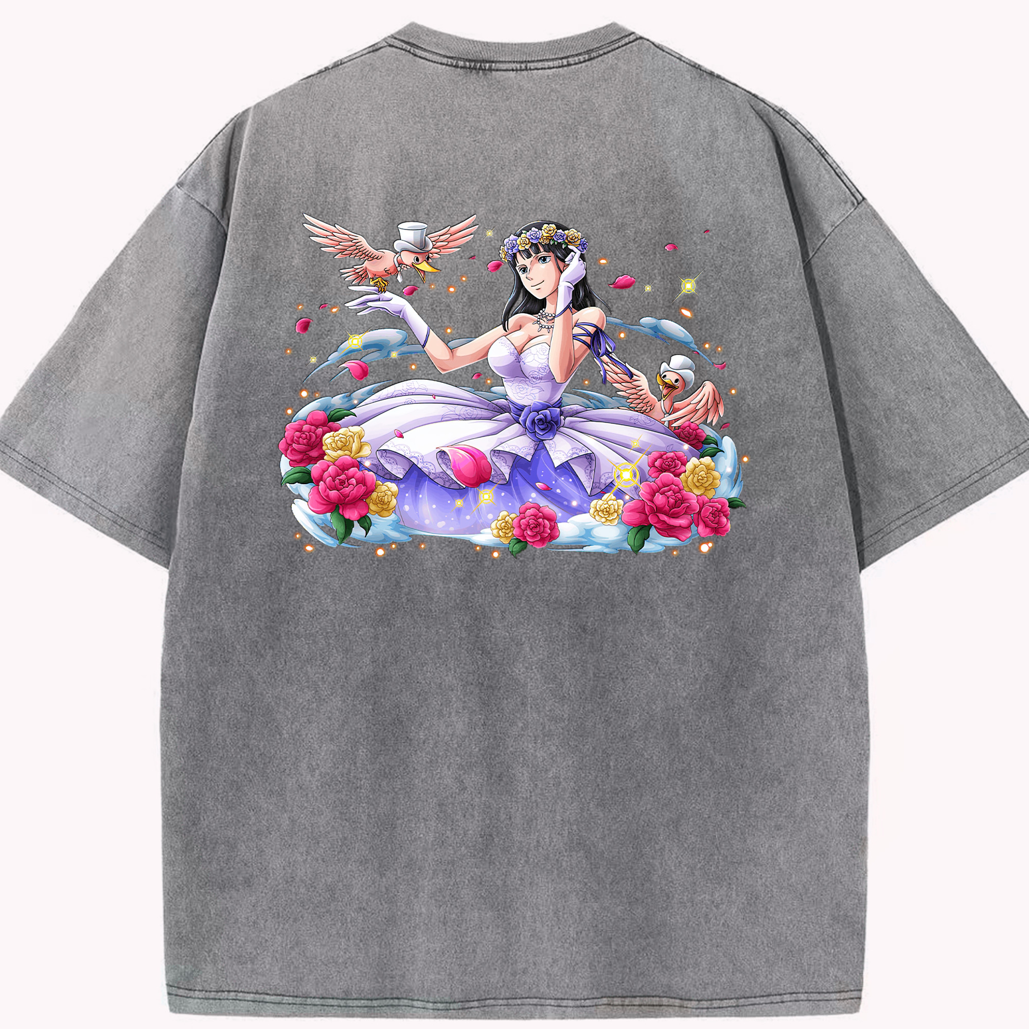 ワンピース ニコ・ロビン ONE PIECE Nico Robin 綿100% ヴィンテージ風 半袖Tシャツ（背面プリント）