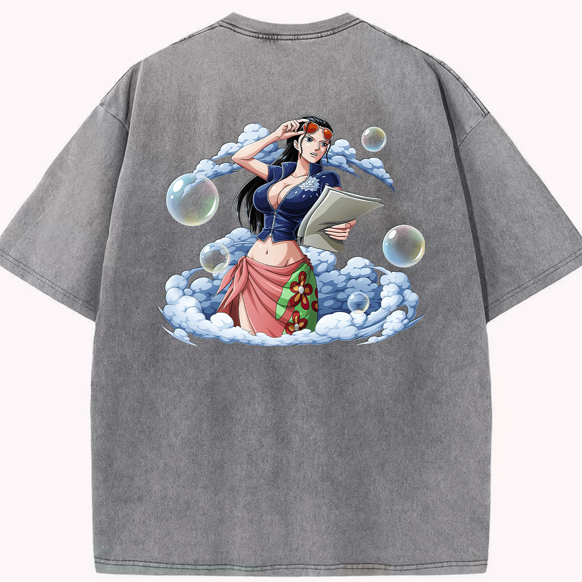 ワンピース ニコ・ロビン ONE PIECE Nico Robin 綿100% ヴィンテージ風 半袖Tシャツ（背面プリント）