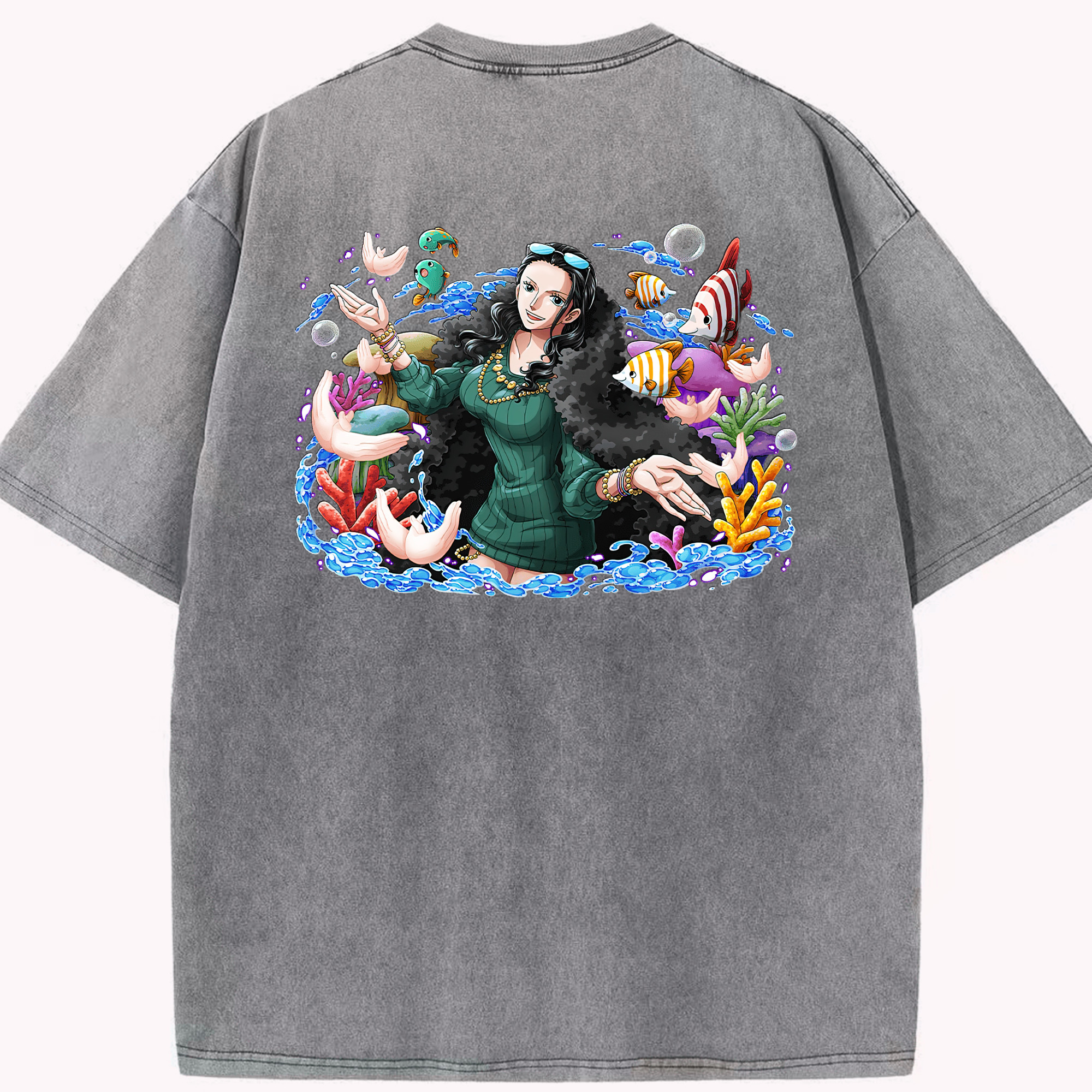 ワンピース ニコ・ロビン ONE PIECE Nico Robin 綿100% ヴィンテージ風 半袖Tシャツ（背面プリント）