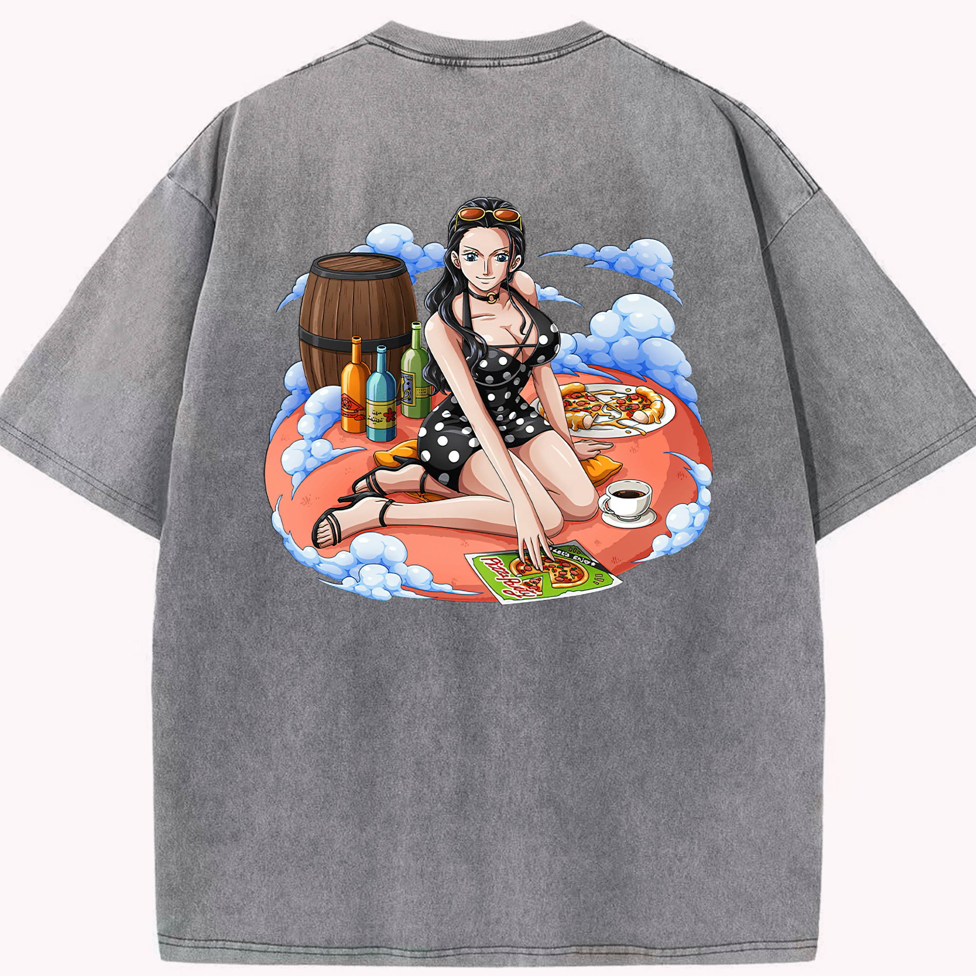 ワンピース ニコ・ロビン ONE PIECE Nico Robin 綿100% ヴィンテージ風 半袖Tシャツ（背面プリント）