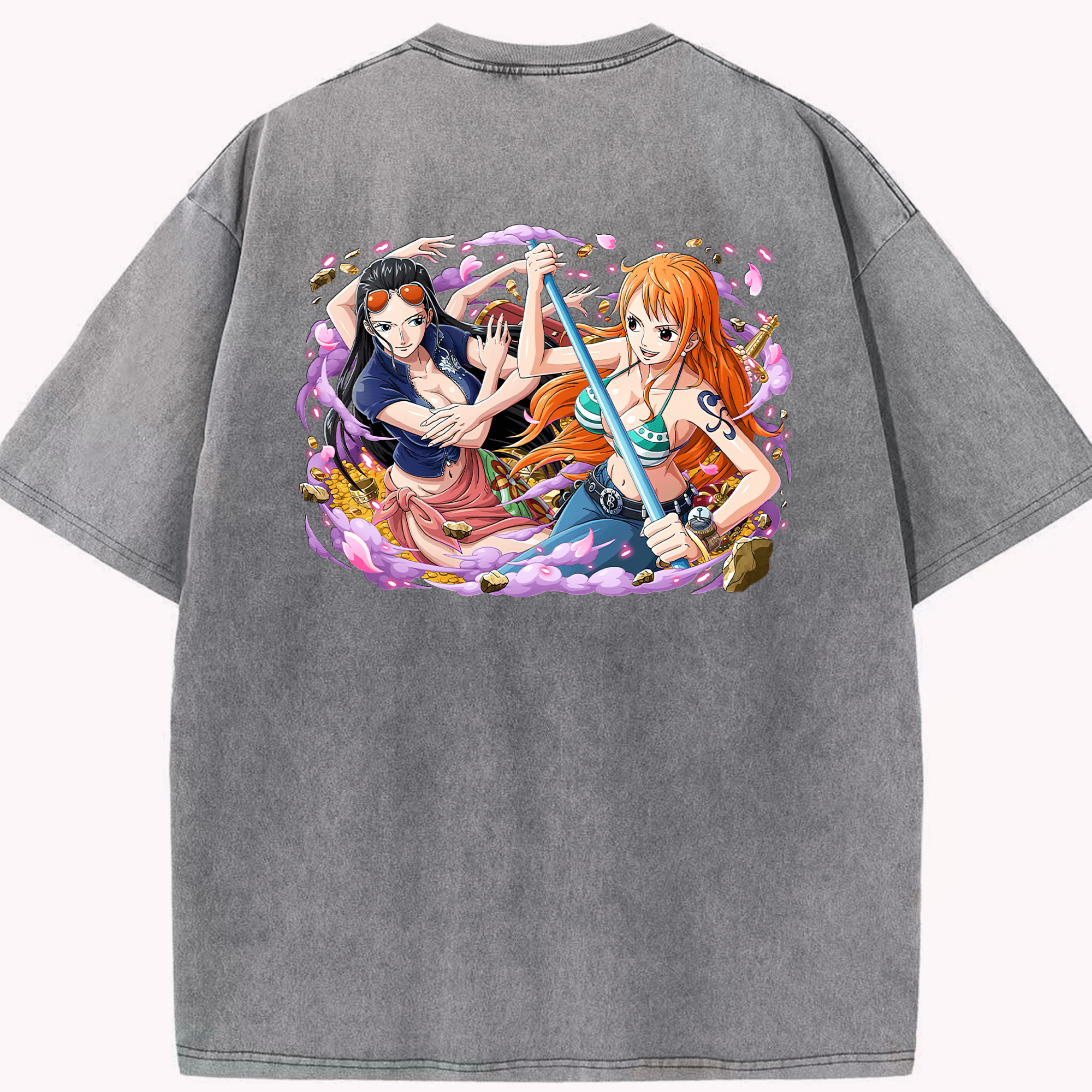 ワンピース ニコ・ロビン ONE PIECE Nico Robin 綿100% ヴィンテージ風 半袖Tシャツ（背面プリント）