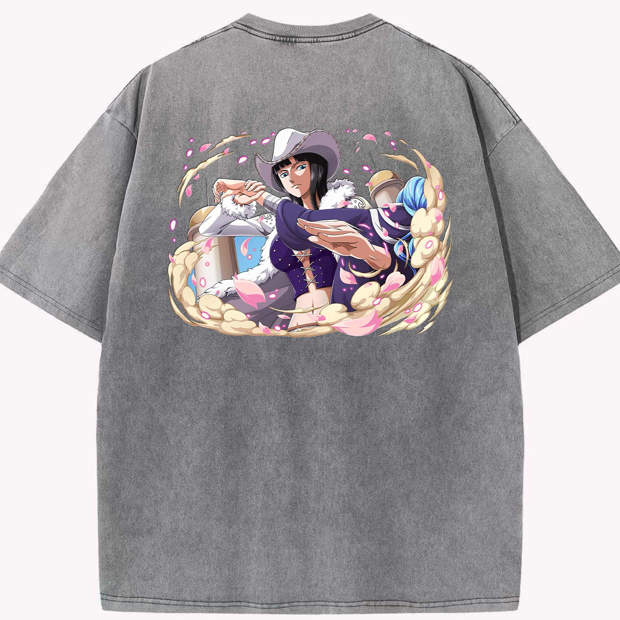 ワンピース ニコ・ロビン ONE PIECE Nico Robin 綿100% ヴィンテージ風 半袖Tシャツ（背面プリント）