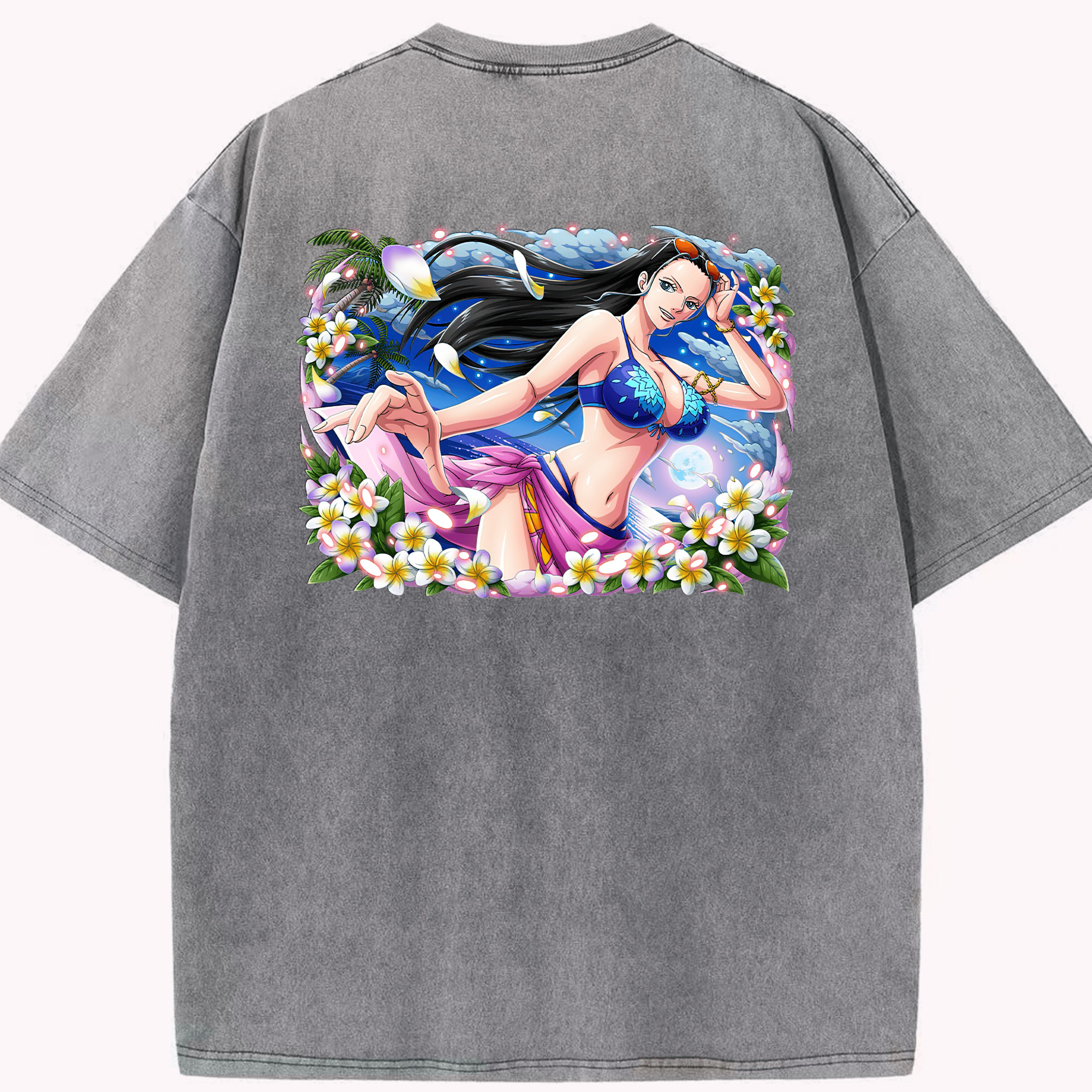 ワンピース ニコ・ロビン ONE PIECE Nico Robin 綿100% ヴィンテージ風 半袖Tシャツ（背面プリント）