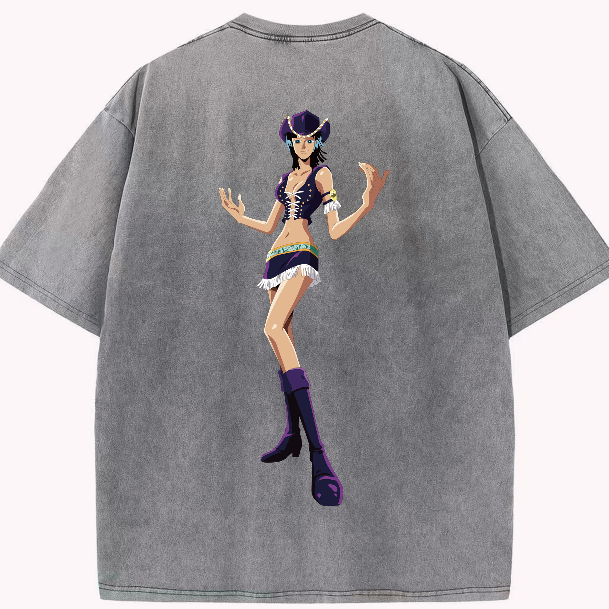 ワンピース ニコ・ロビン ONE PIECE Nico Robin 綿100% ヴィンテージ風 半袖Tシャツ（背面プリント）
