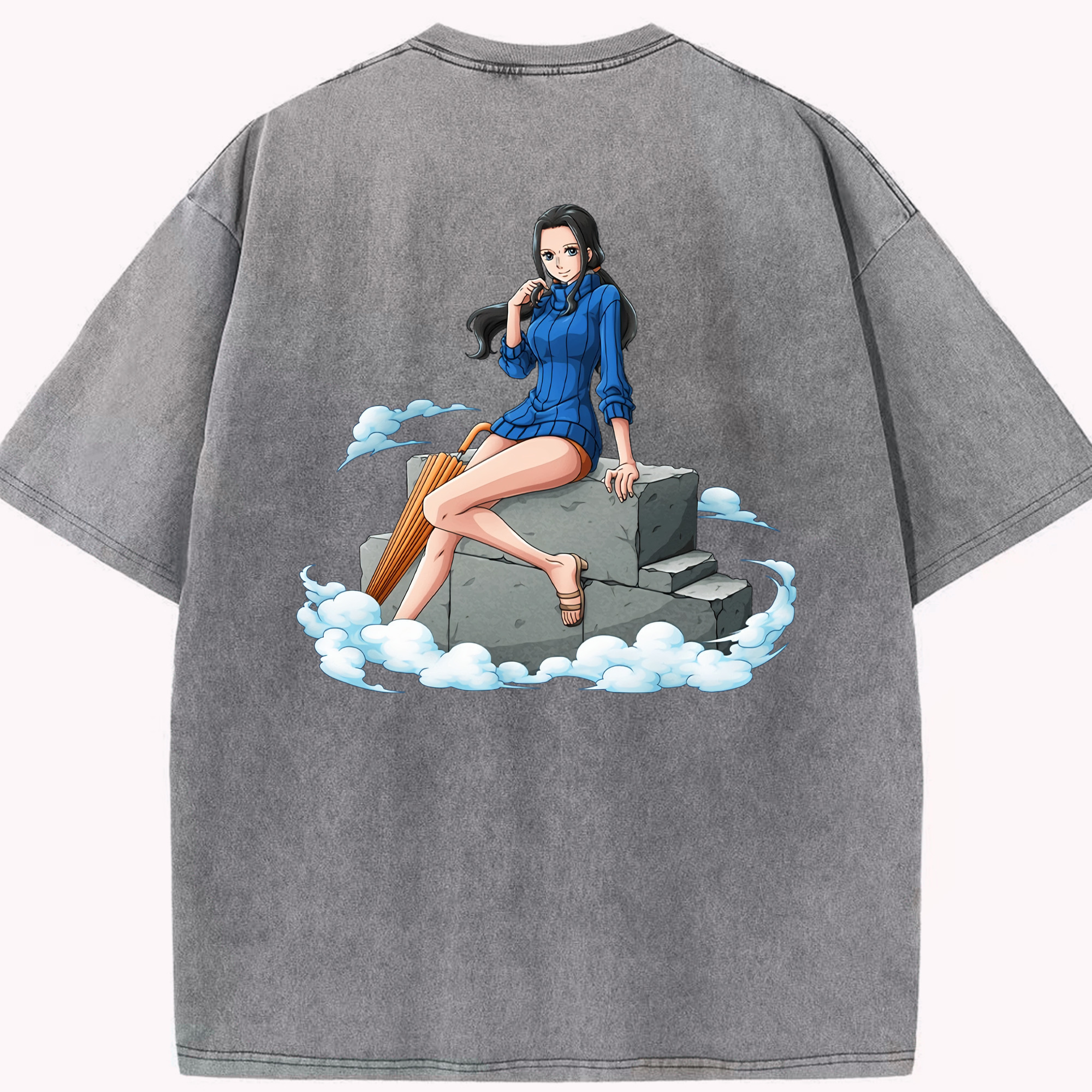 ワンピース ニコ・ロビン ONE PIECE Nico Robin 綿100% ヴィンテージ風 半袖Tシャツ（背面プリント）