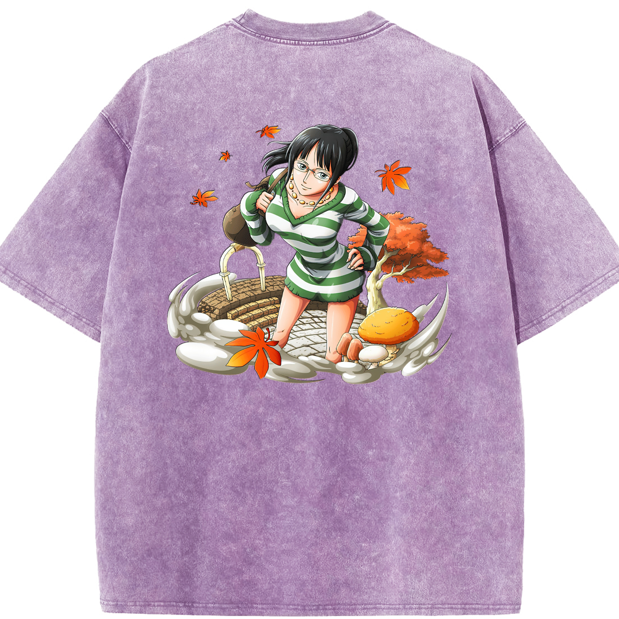 ワンピース ニコ・ロビン ONE PIECE Nico Robin 綿100% ヴィンテージ風 半袖Tシャツ（背面プリント）