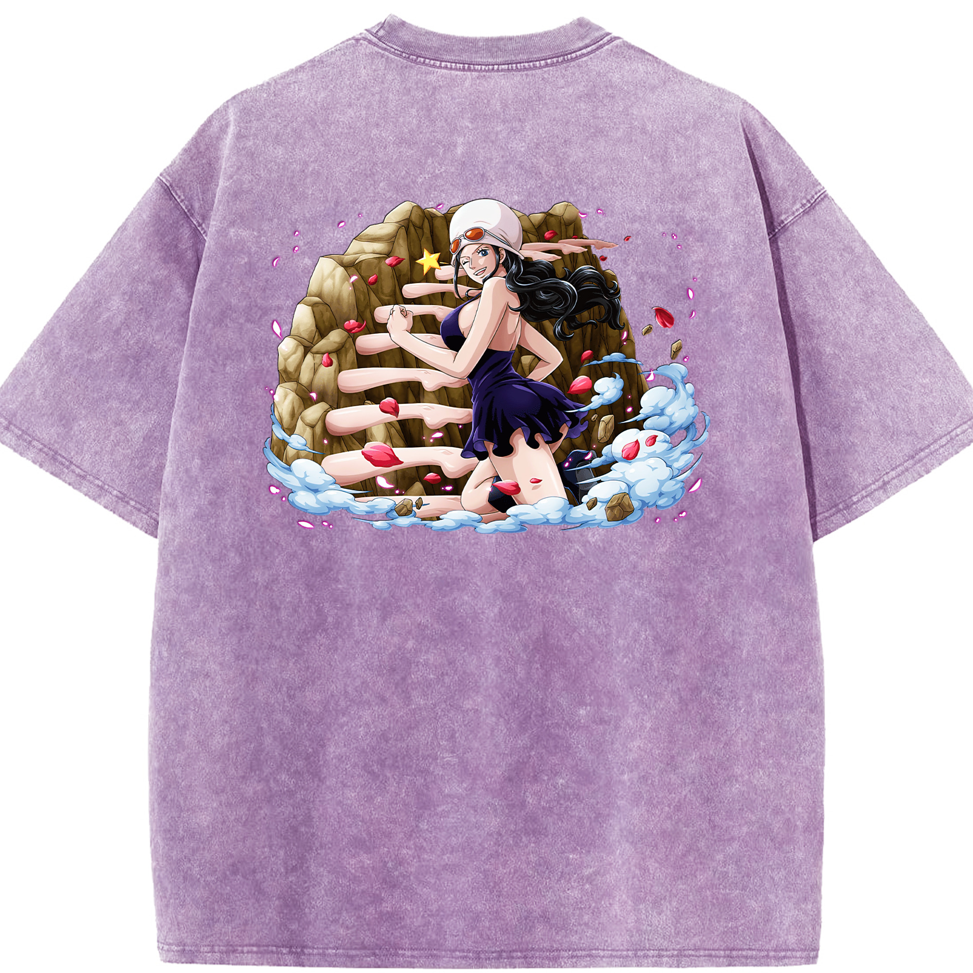 ワンピース ニコ・ロビン ONE PIECE Nico Robin 綿100% ヴィンテージ風 半袖Tシャツ（背面プリント）