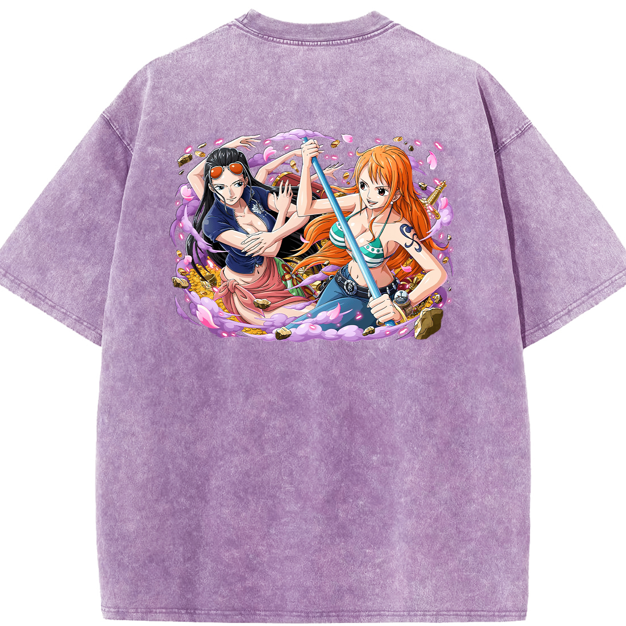 ワンピース ニコ・ロビン ONE PIECE Nico Robin 綿100% ヴィンテージ風 半袖Tシャツ（背面プリント）