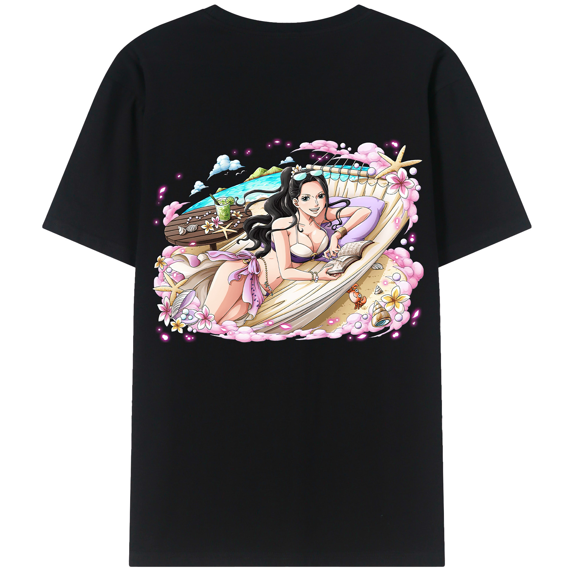ワンピース ニコ・ロビン ONE PIECE Nico Robin 綿100％ メンズ半袖Tシャツ（バックプリント） 通気性