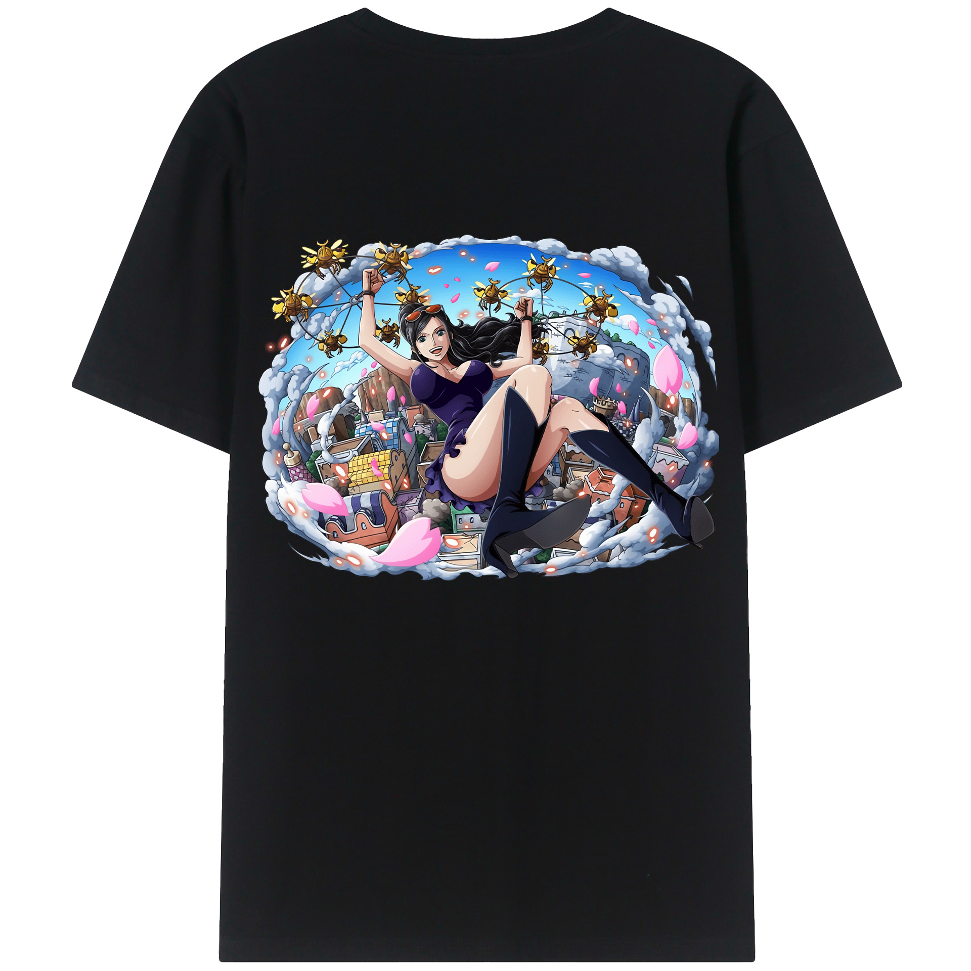 ワンピース ニコ・ロビン ONE PIECE Nico Robin 綿100％ メンズ半袖Tシャツ（バックプリント） 通気性
