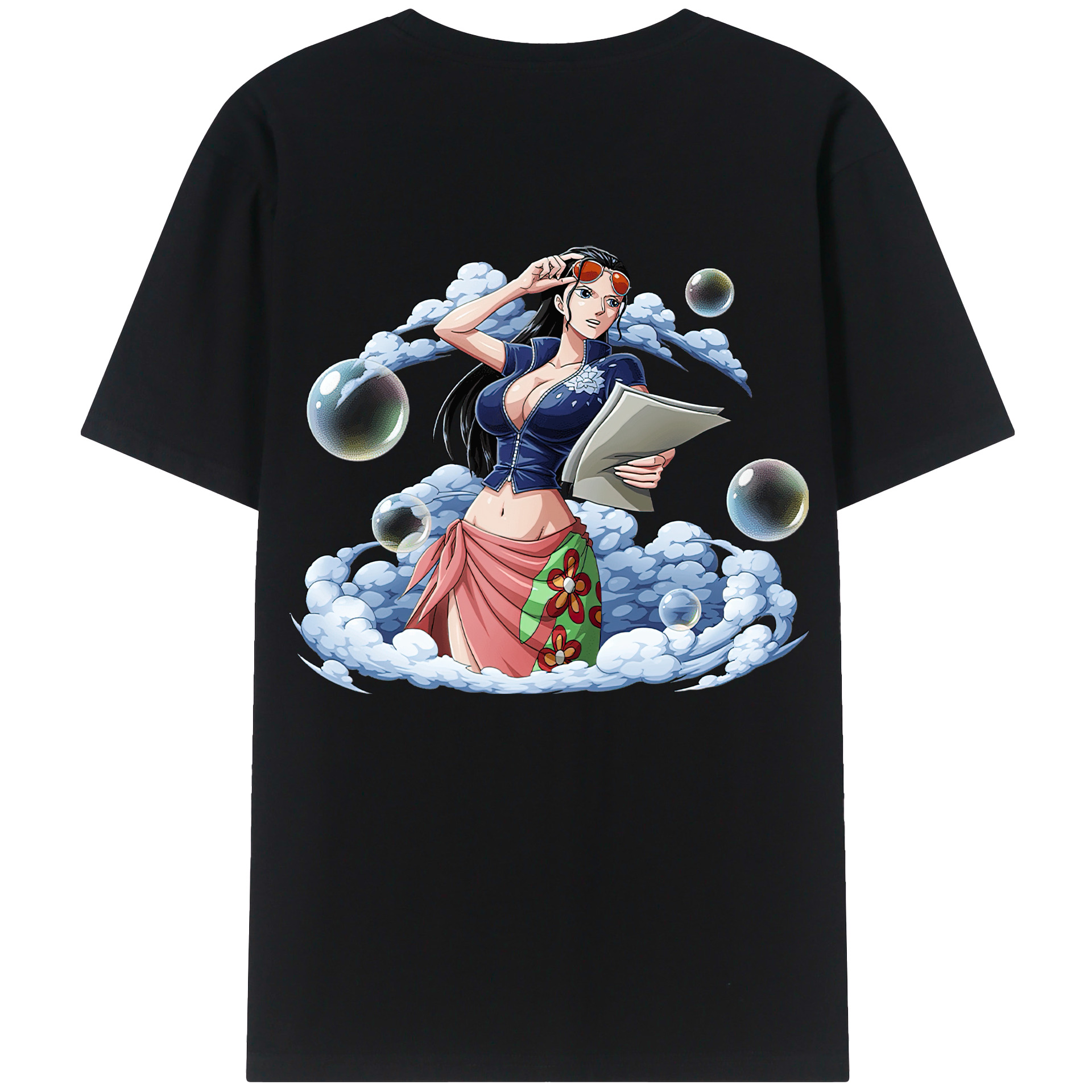 ワンピース ニコ・ロビン ONE PIECE Nico Robin 綿100％ メンズ半袖Tシャツ（バックプリント） 通気性
