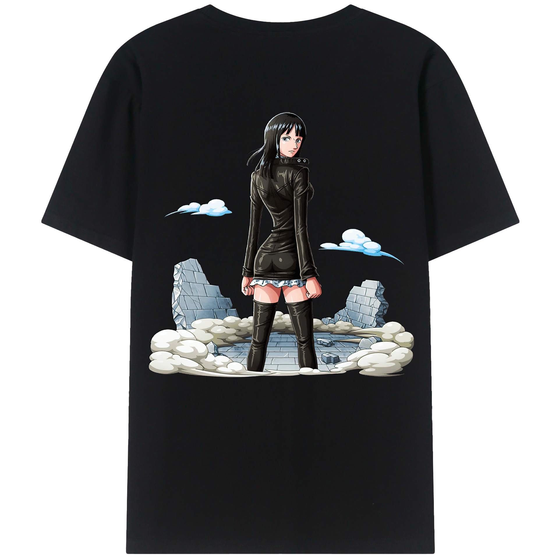 ワンピース ニコ・ロビン ONE PIECE Nico Robin 綿100％ メンズ半袖Tシャツ（バックプリント） 通気性