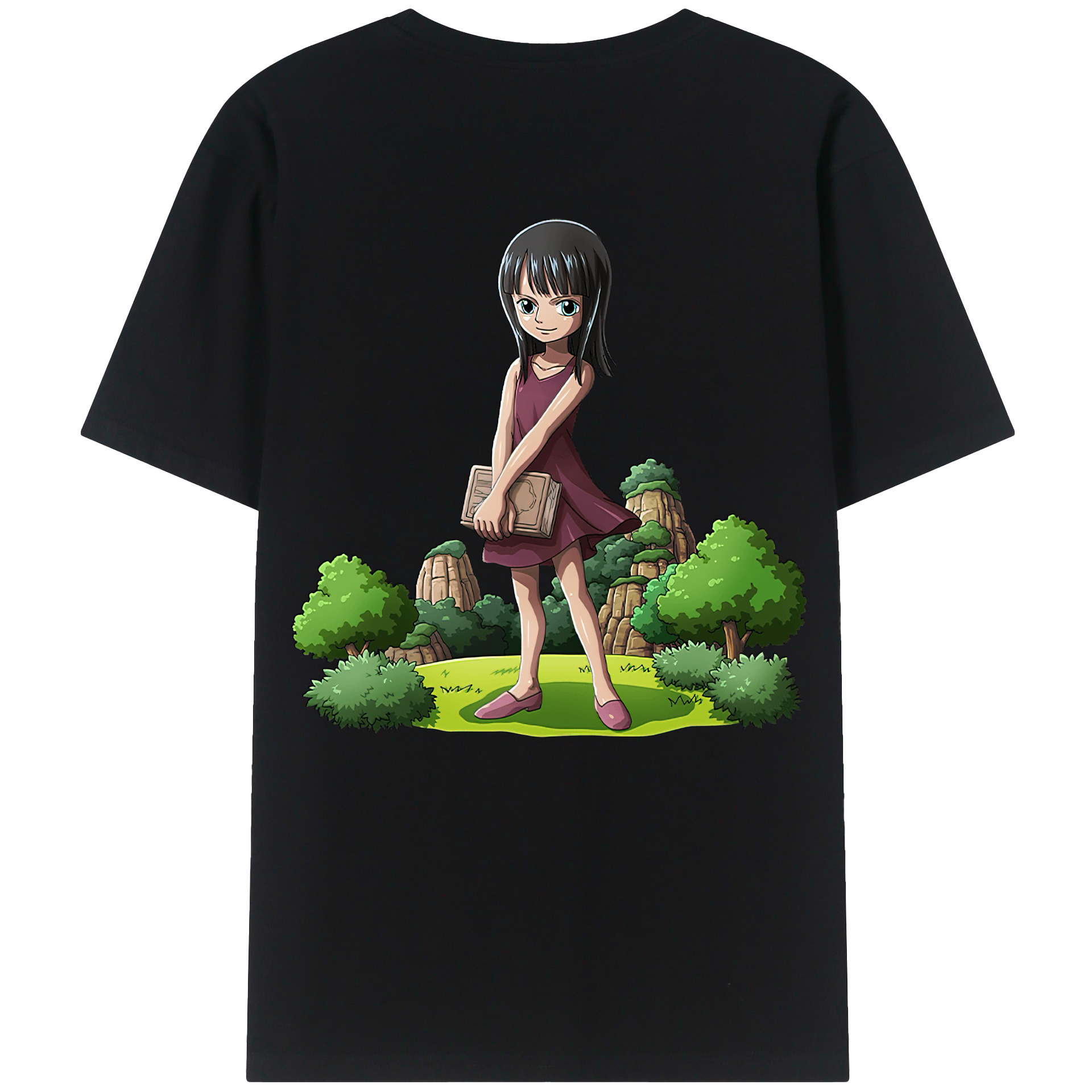 ワンピース ニコ・ロビン ONE PIECE Nico Robin 綿100％ メンズ半袖Tシャツ（バックプリント） 通気性