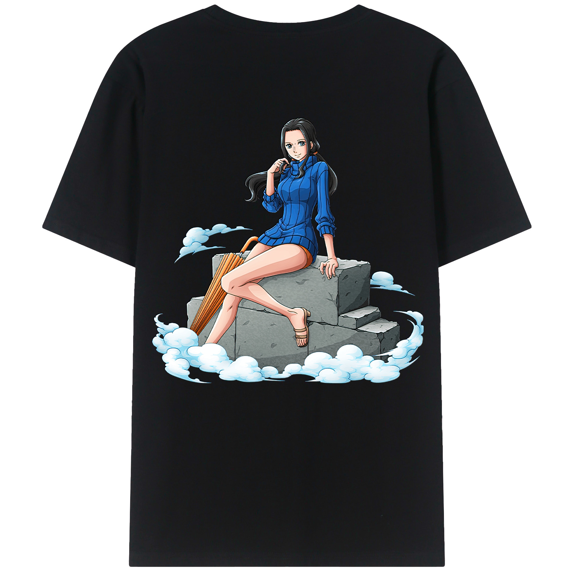 ワンピース ニコ・ロビン ONE PIECE Nico Robin 綿100％ メンズ半袖Tシャツ（バックプリント） 通気性