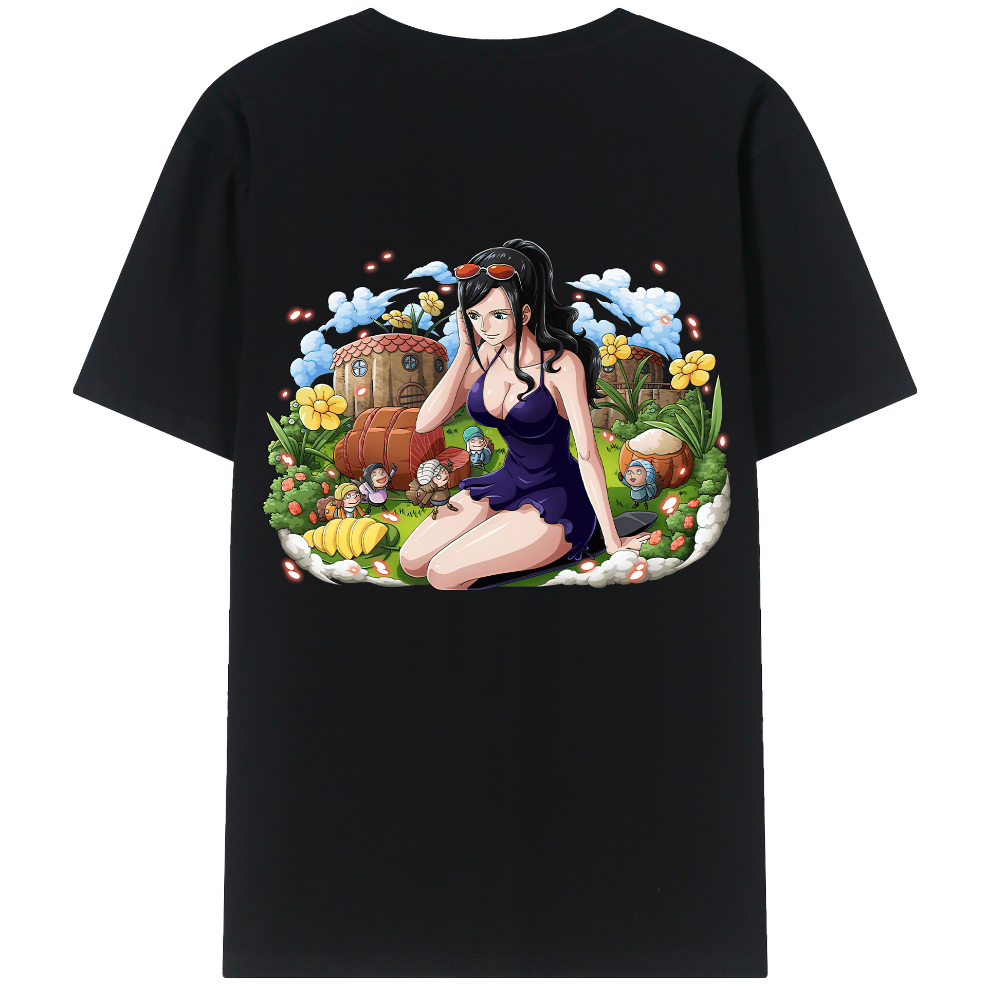 ワンピース ニコ・ロビン ONE PIECE Nico Robin 綿100％ メンズ半袖Tシャツ（バックプリント） 通気性