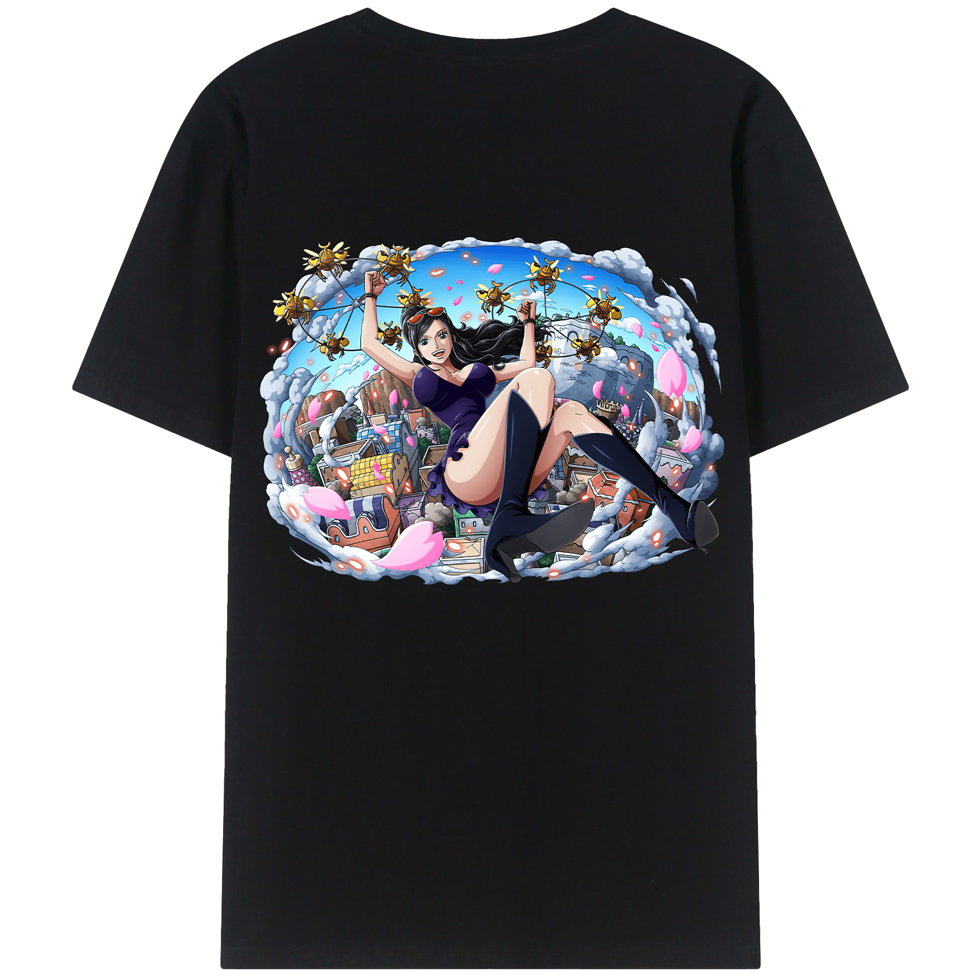 ワンピース ニコ・ロビン ONE PIECE Nico Robin 綿100％ メンズ半袖Tシャツ（バックプリント） 通気性