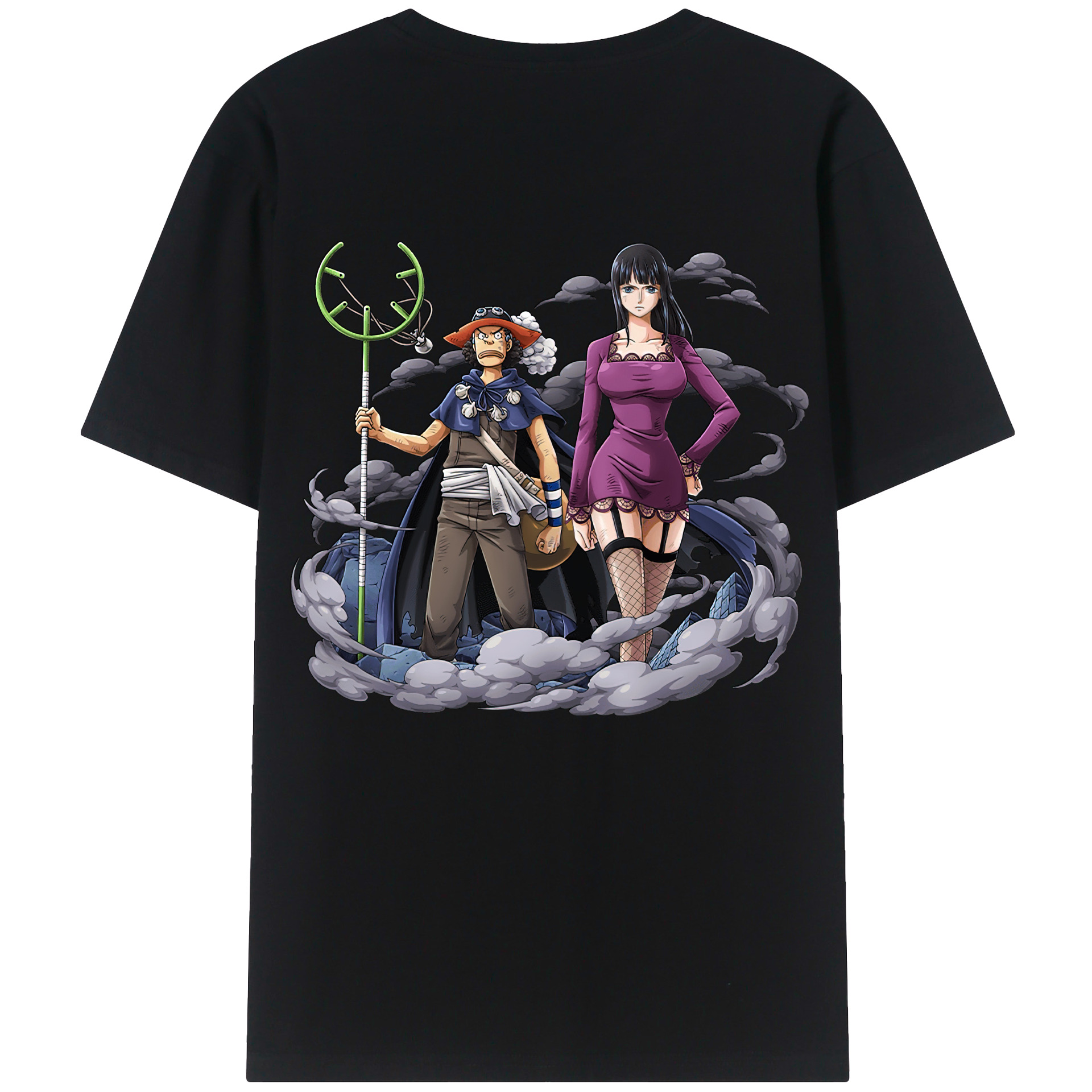 ワンピース ニコ・ロビン ONE PIECE Nico Robin 綿100％ メンズ半袖Tシャツ（バックプリント） 通気性