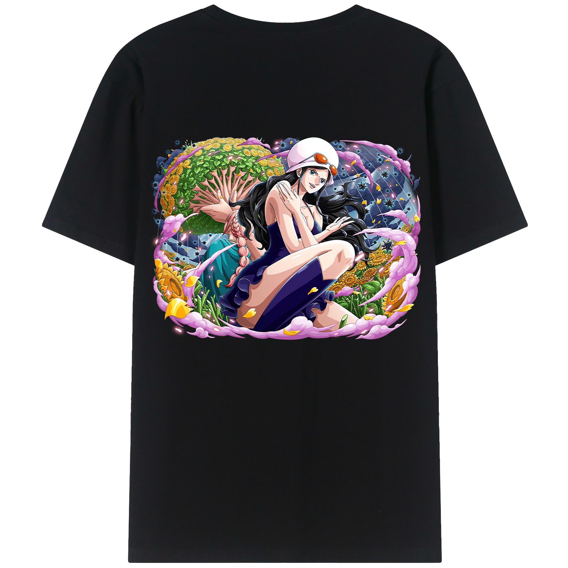 ワンピース ニコ・ロビン ONE PIECE Nico Robin 綿100％ メンズ半袖Tシャツ（バックプリント） 通気性