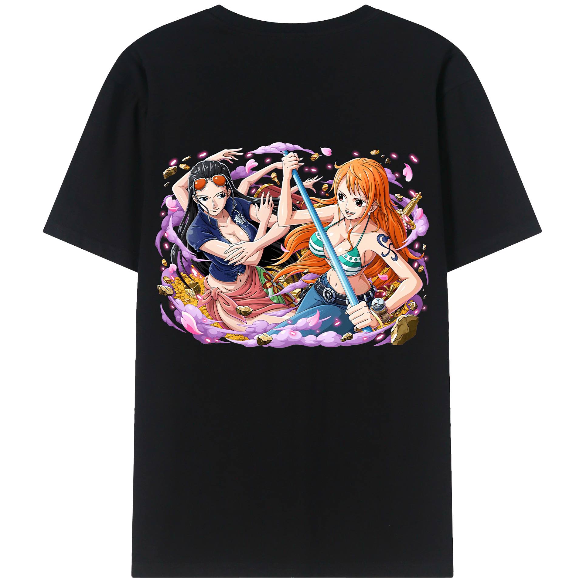 ワンピース ニコ・ロビン ONE PIECE Nico Robin 綿100％ メンズ半袖Tシャツ（バックプリント） 通気性