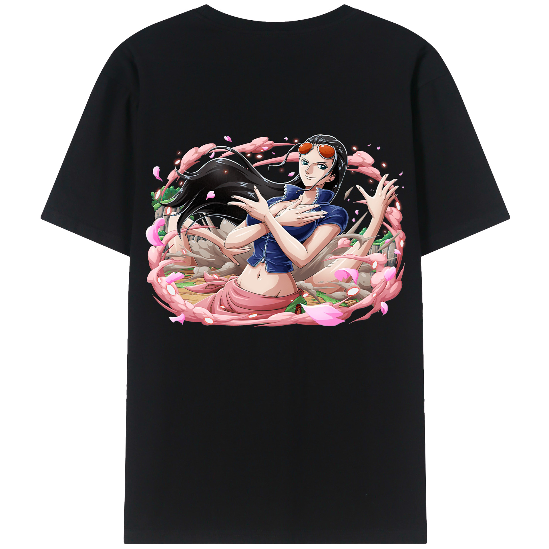 ワンピース ニコ・ロビン ONE PIECE Nico Robin 綿100％ メンズ半袖Tシャツ（バックプリント） 通気性