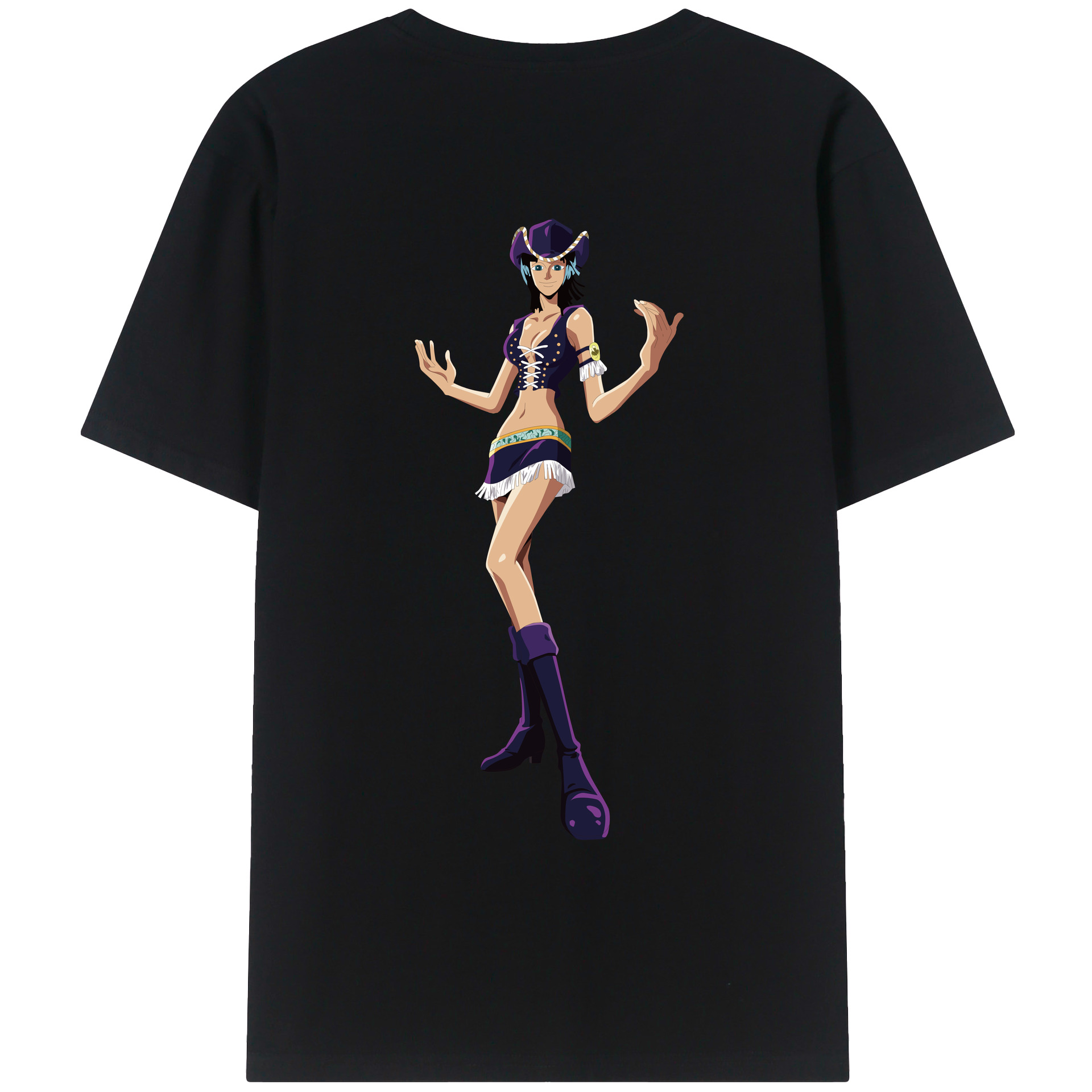 ワンピース ニコ・ロビン ONE PIECE Nico Robin 綿100％ メンズ半袖Tシャツ（バックプリント） 通気性